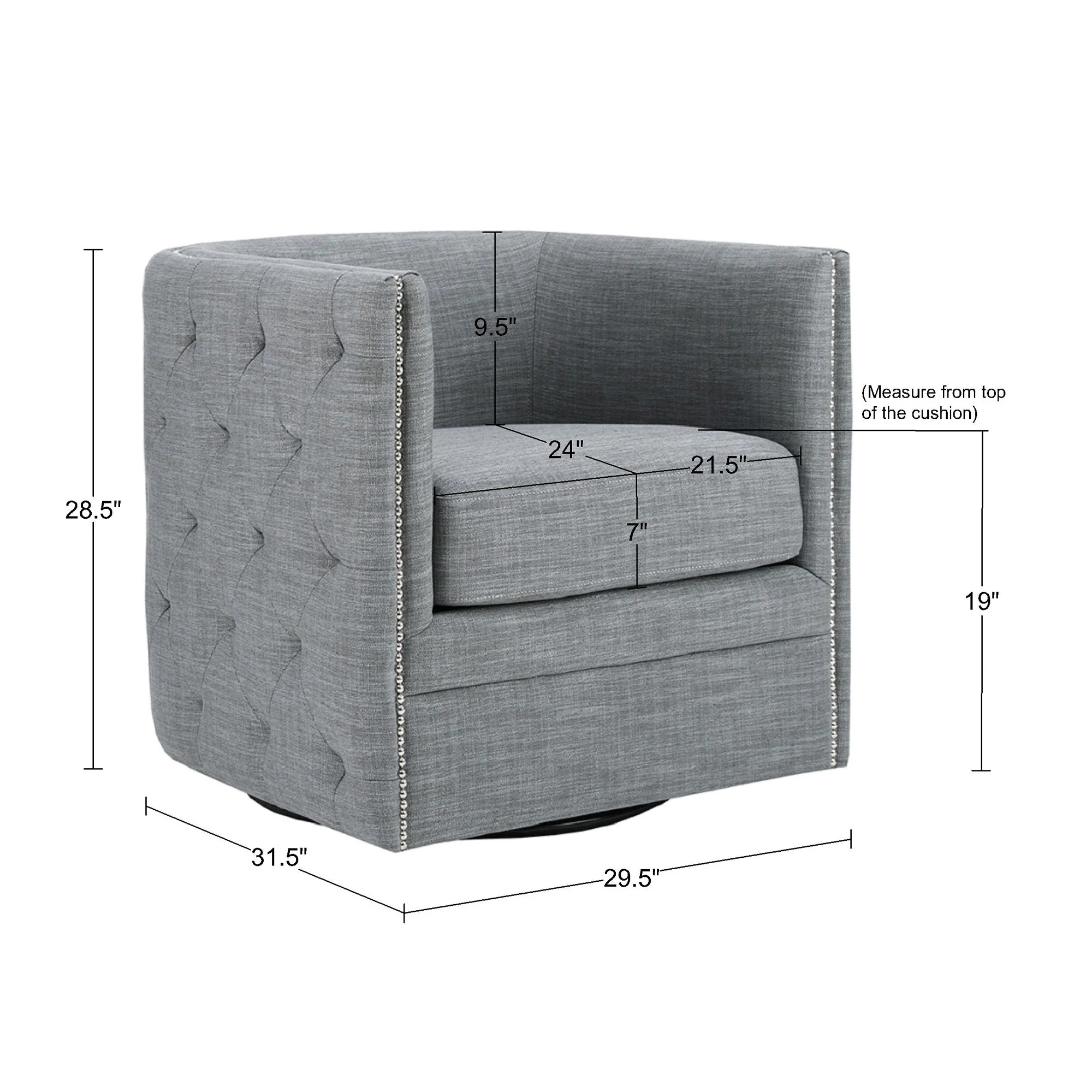 Capstone 360-degree Swivel Barrel chair with Tufting and Nail heads - Image 29