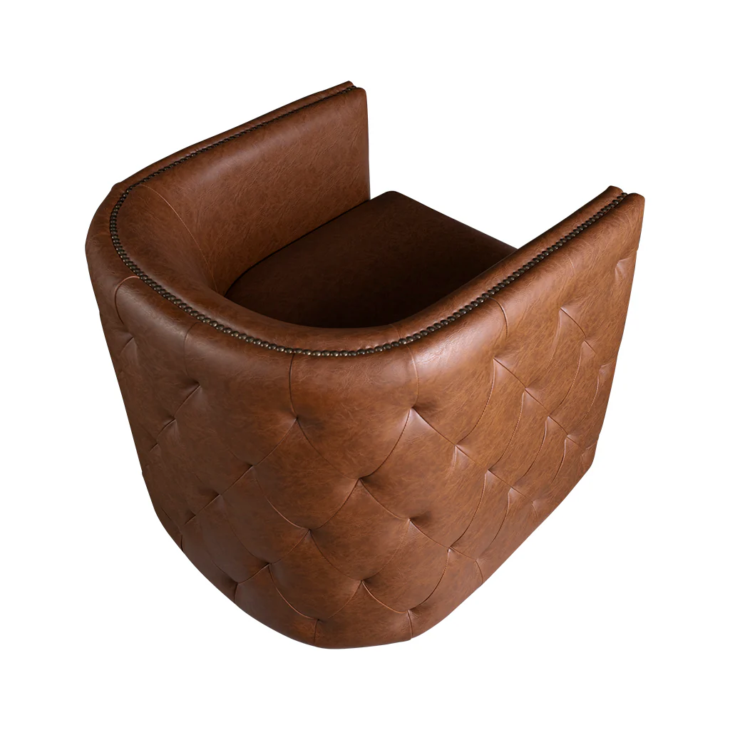 Capstone 360-degree Swivel Barrel chair with Tufting and Nail heads - Image 34