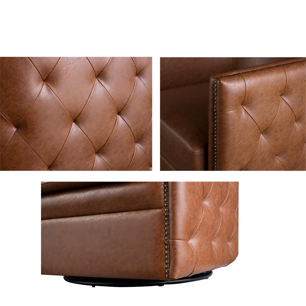 Capstone 360-degree Swivel Barrel chair with Tufting and Nail heads - Image 35