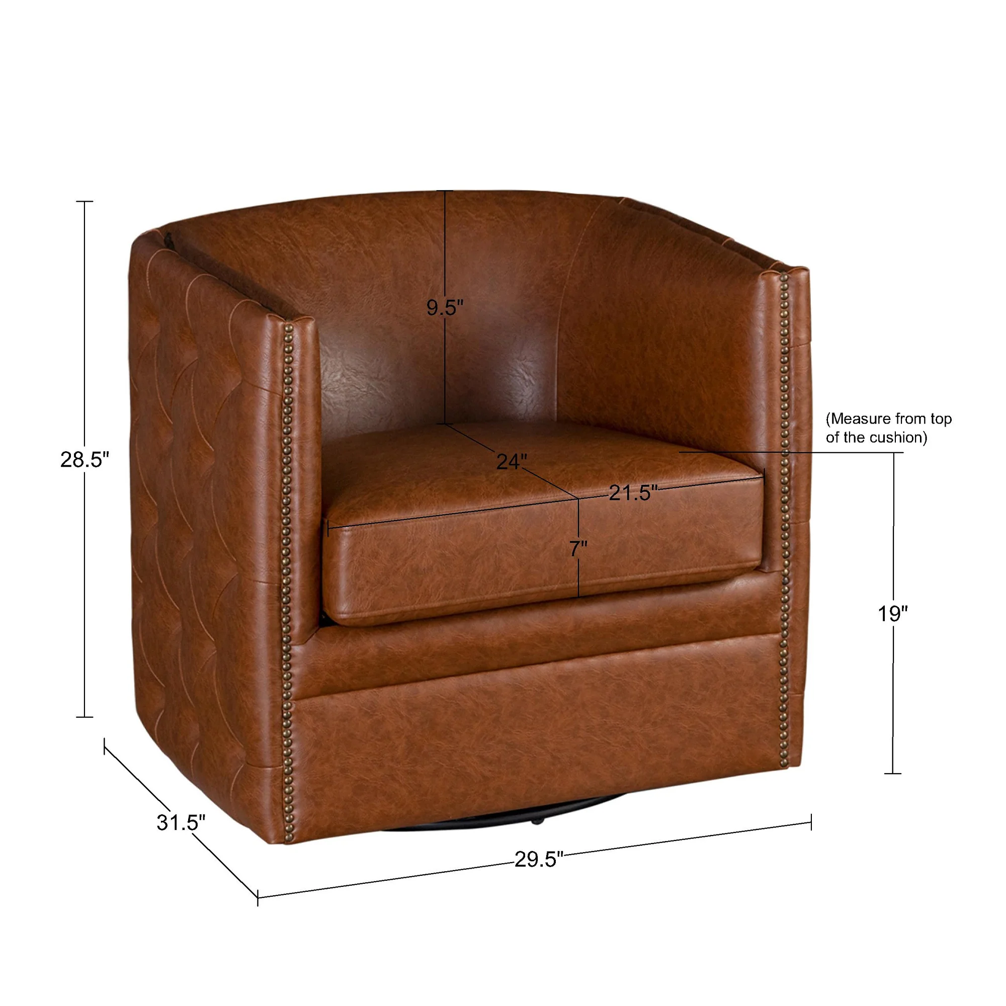 Capstone 360-degree Swivel Barrel chair with Tufting and Nail heads - Image 37