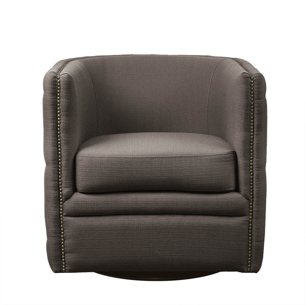 Capstone 360-degree Swivel Barrel chair with Tufting and Nail heads - Image 5