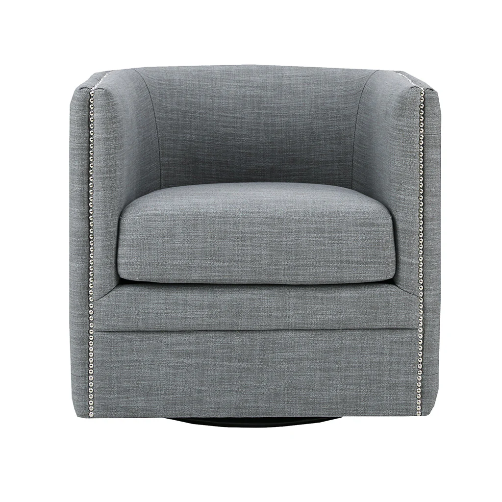 Capstone 360-degree Swivel Barrel chair with Tufting and Nail heads - Image 6