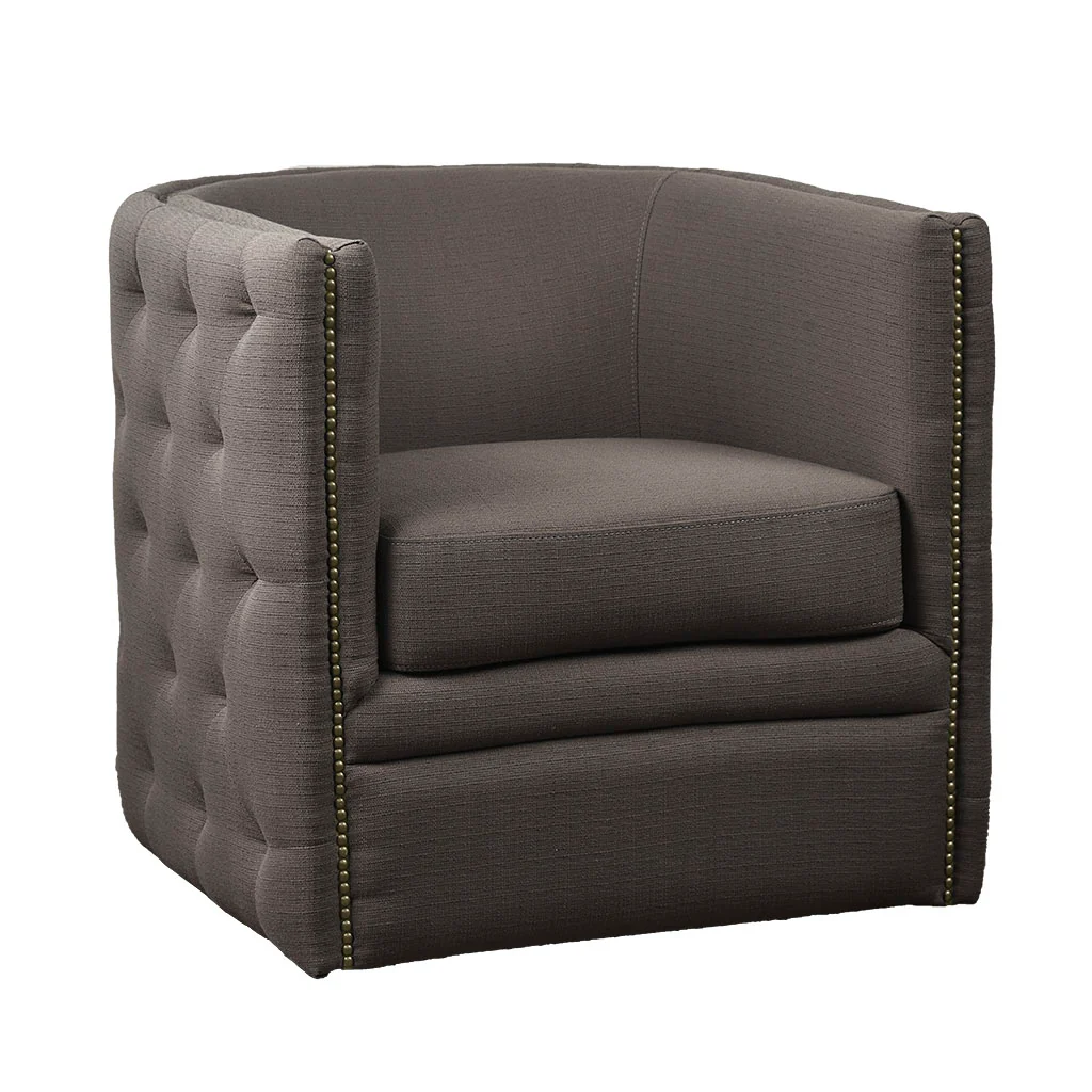 Capstone 360-degree Swivel Barrel chair with Tufting and Nail heads - Image 8