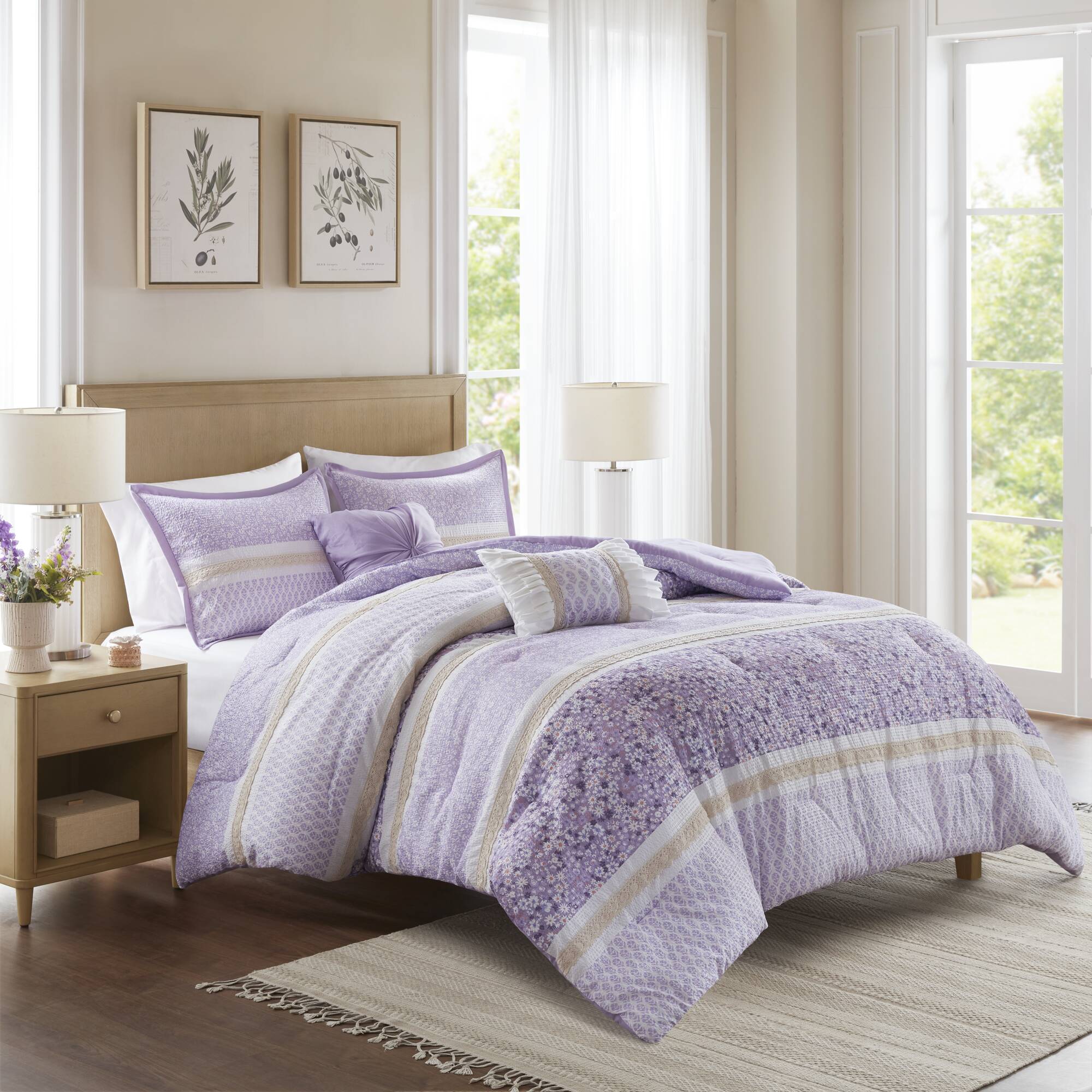 Caralie 5-Piece Seersucker Comforter Set with Throw Pillows - Image 33