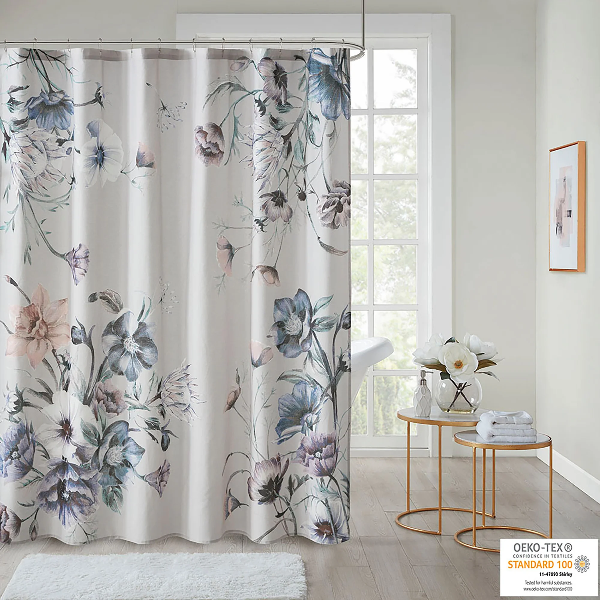 Cassandra Printed Cotton Shower Curtain - Image 4