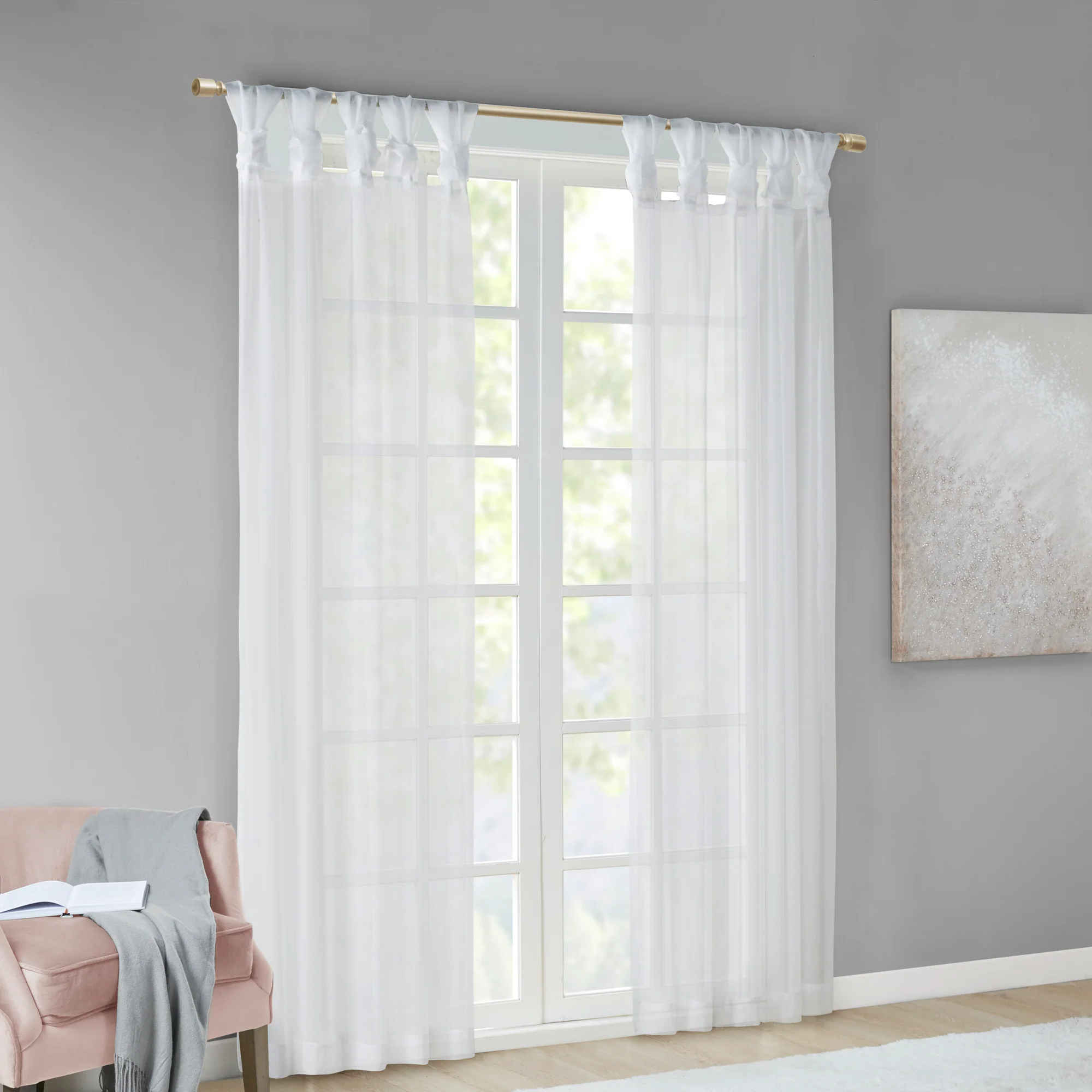 Ceres Twisted Tab Voile Sheer Window Pair - Image 2