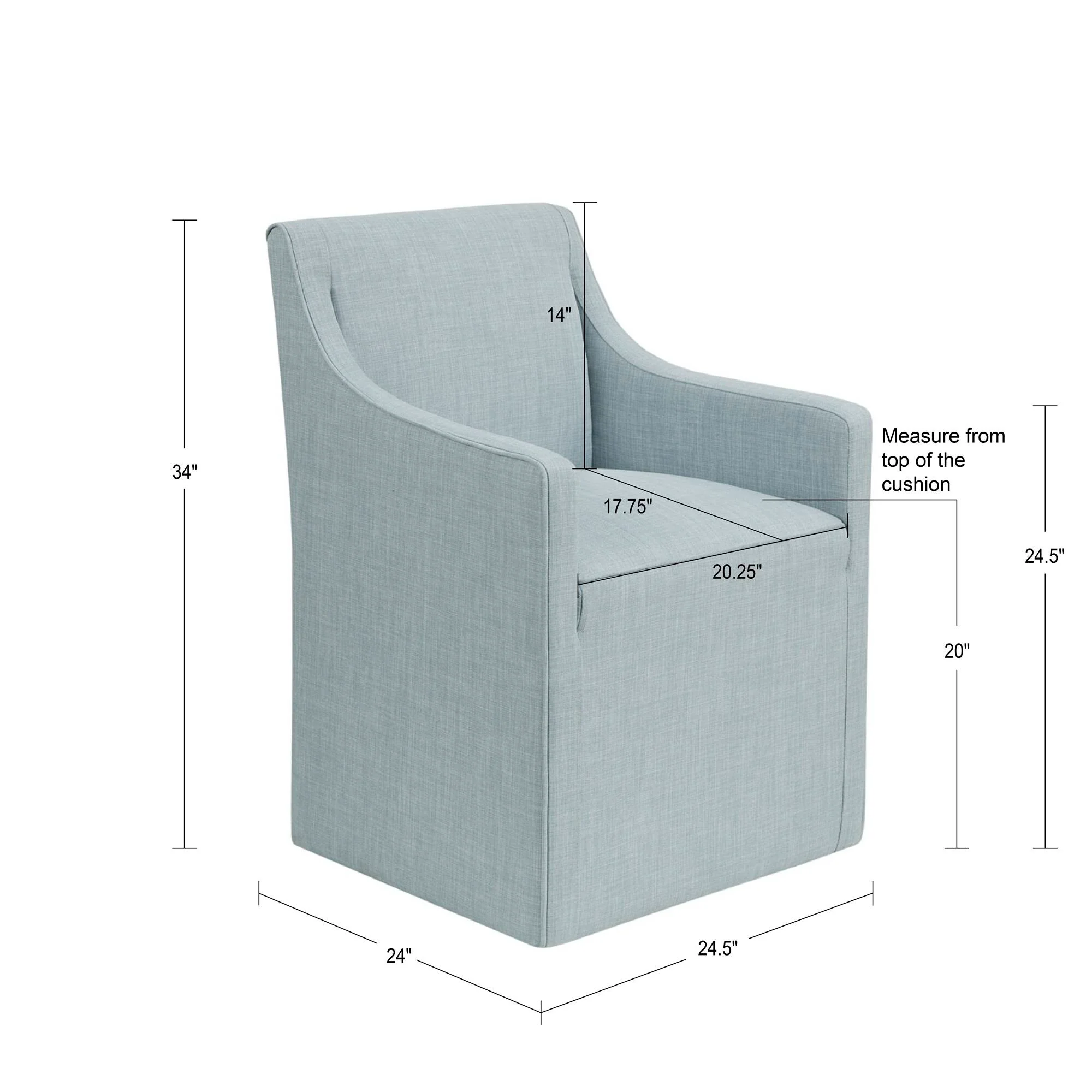 Charlotte Upholstered Dining Arm Chair with Hidden Casters - Image 37