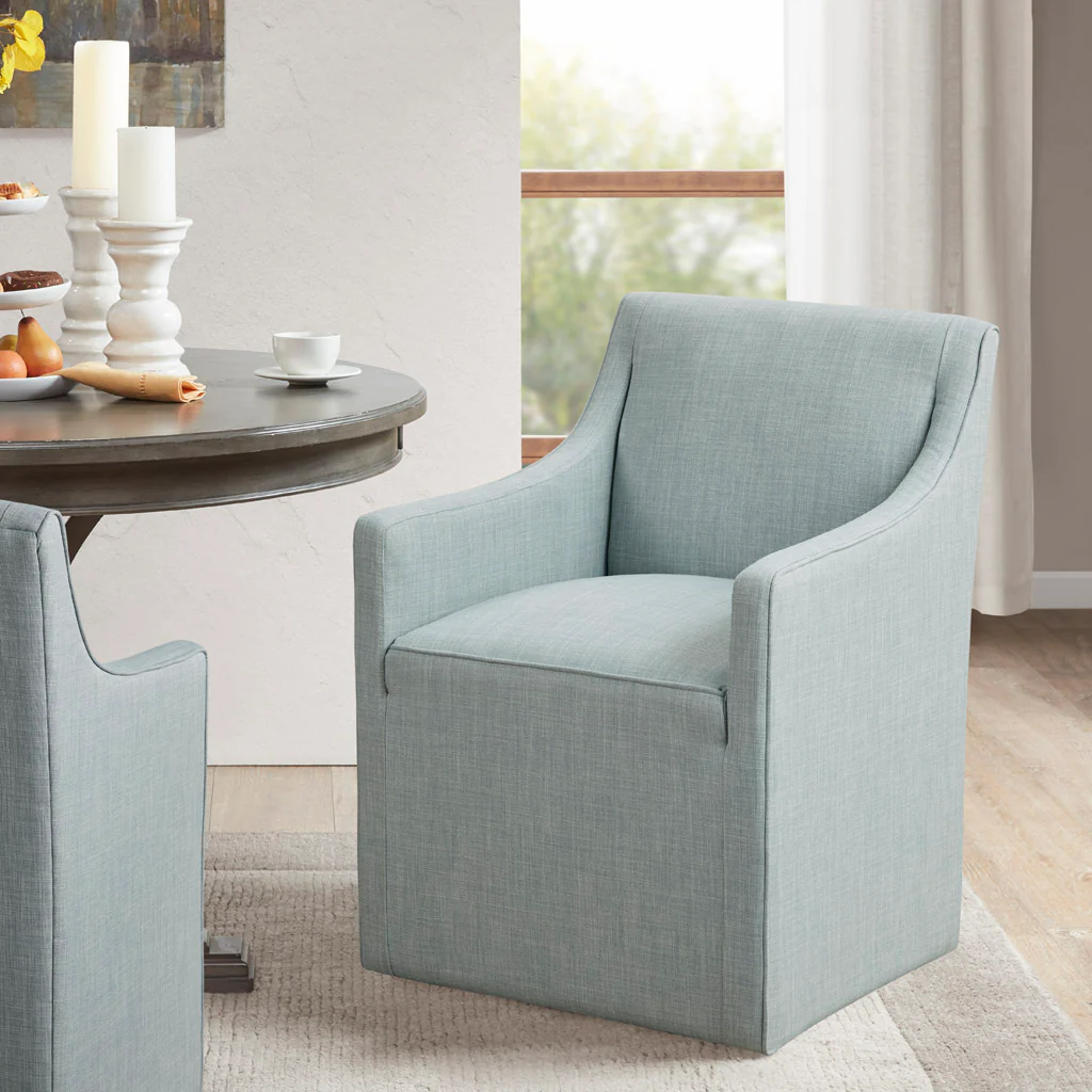 Charlotte Upholstered Dining Arm Chair with Hidden Casters - Image 4