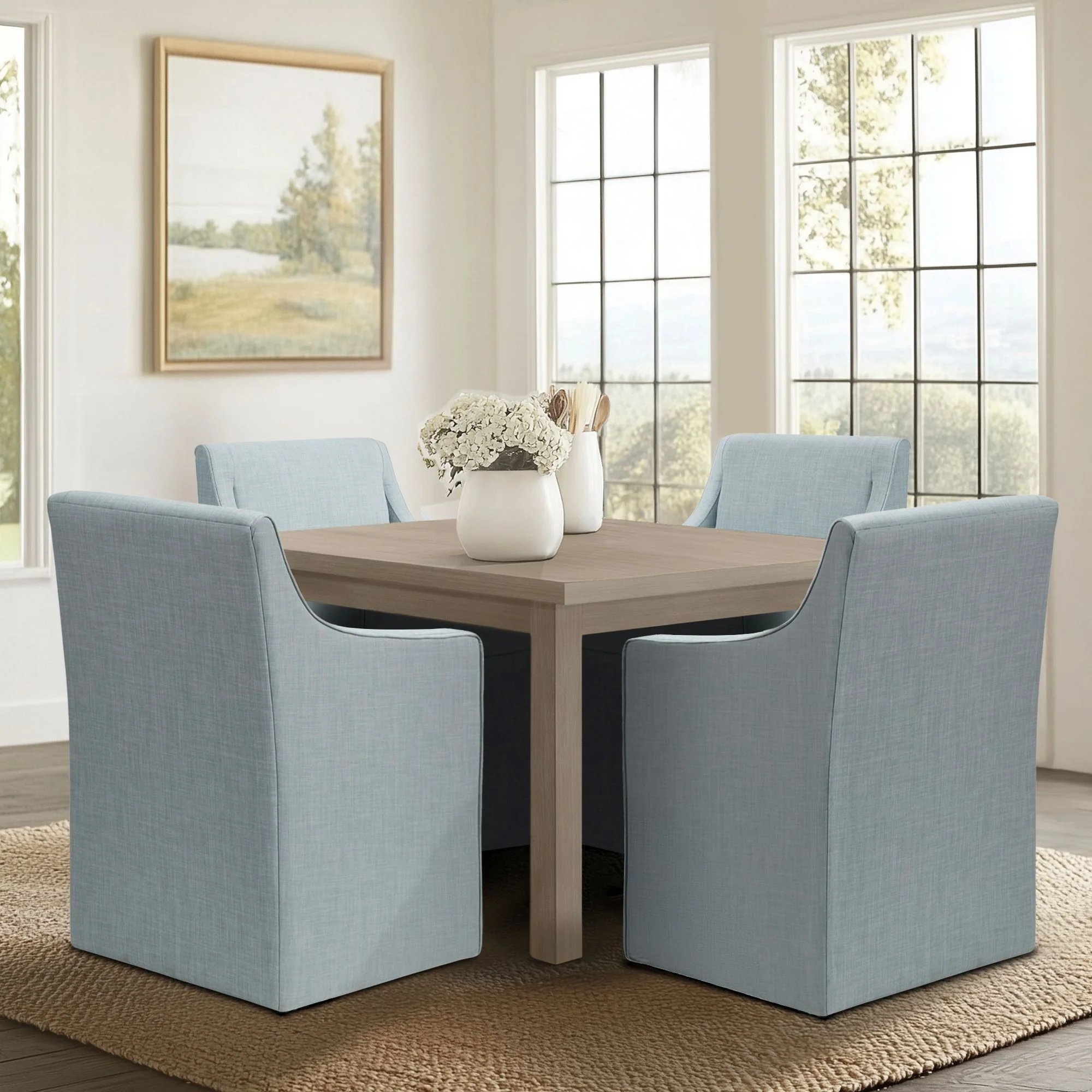 Charlotte Upholstered Dining Arm Chair with Hidden Casters - Image 6