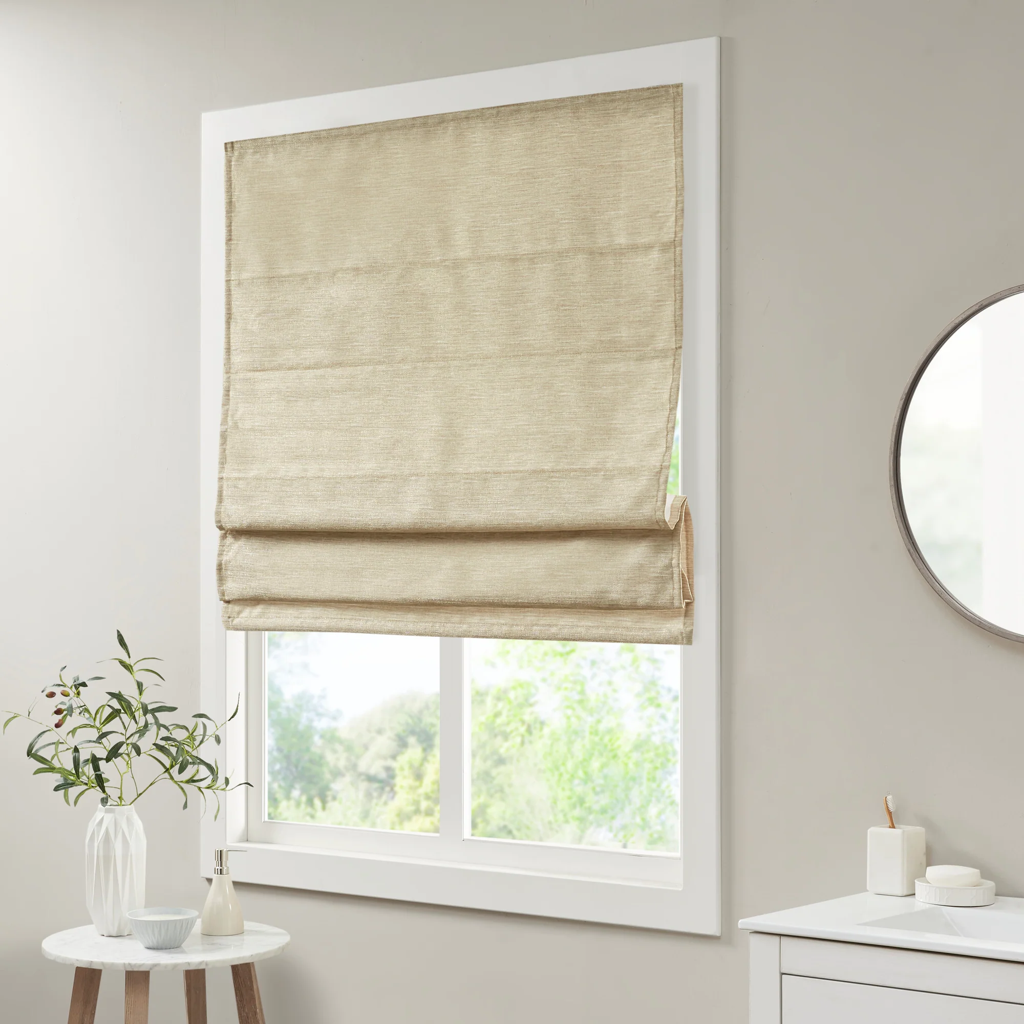 Como Printed Faux Silk Room Darkening Cordless Roman Shade - Image 11