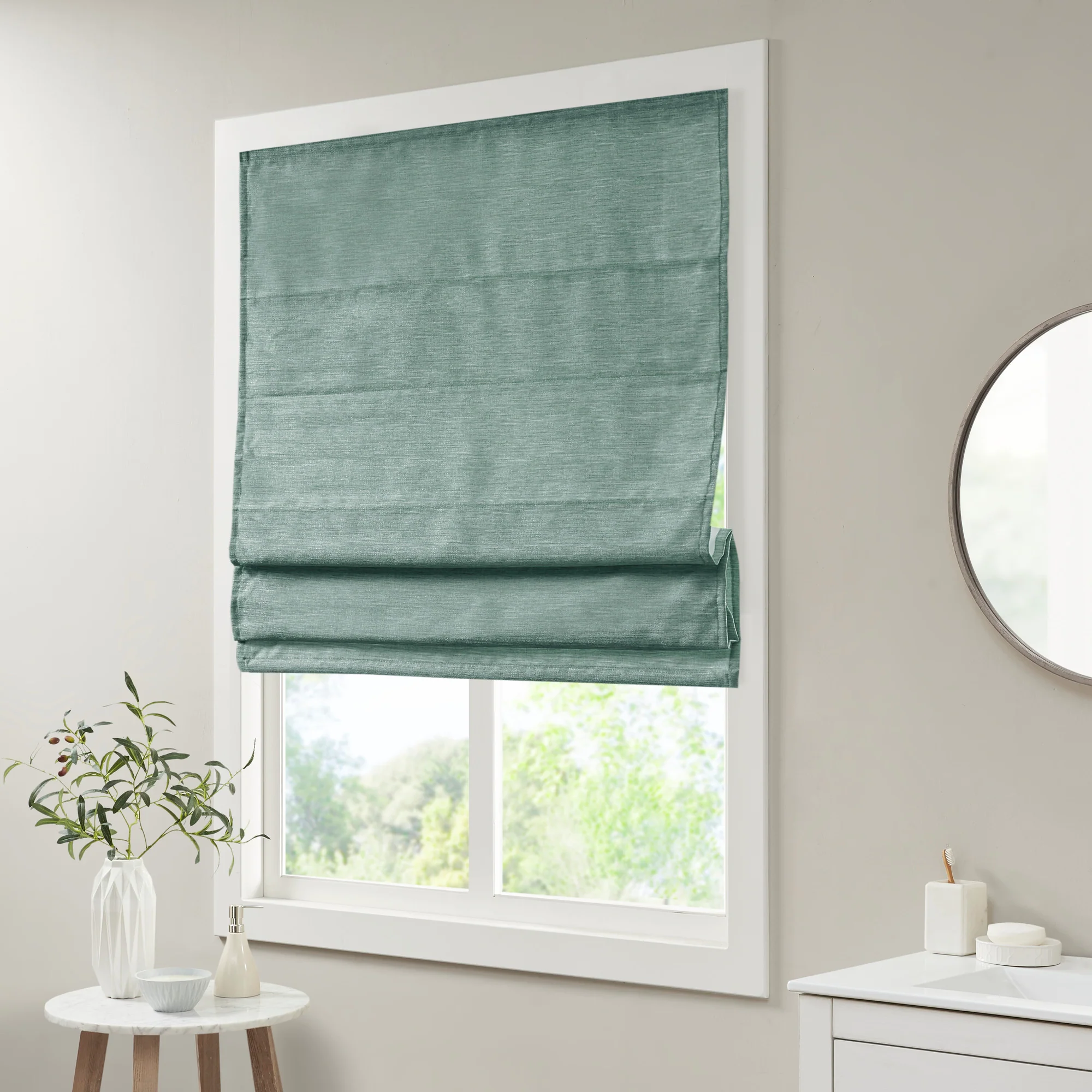 Como Printed Faux Silk Room Darkening Cordless Roman Shade - Image 12