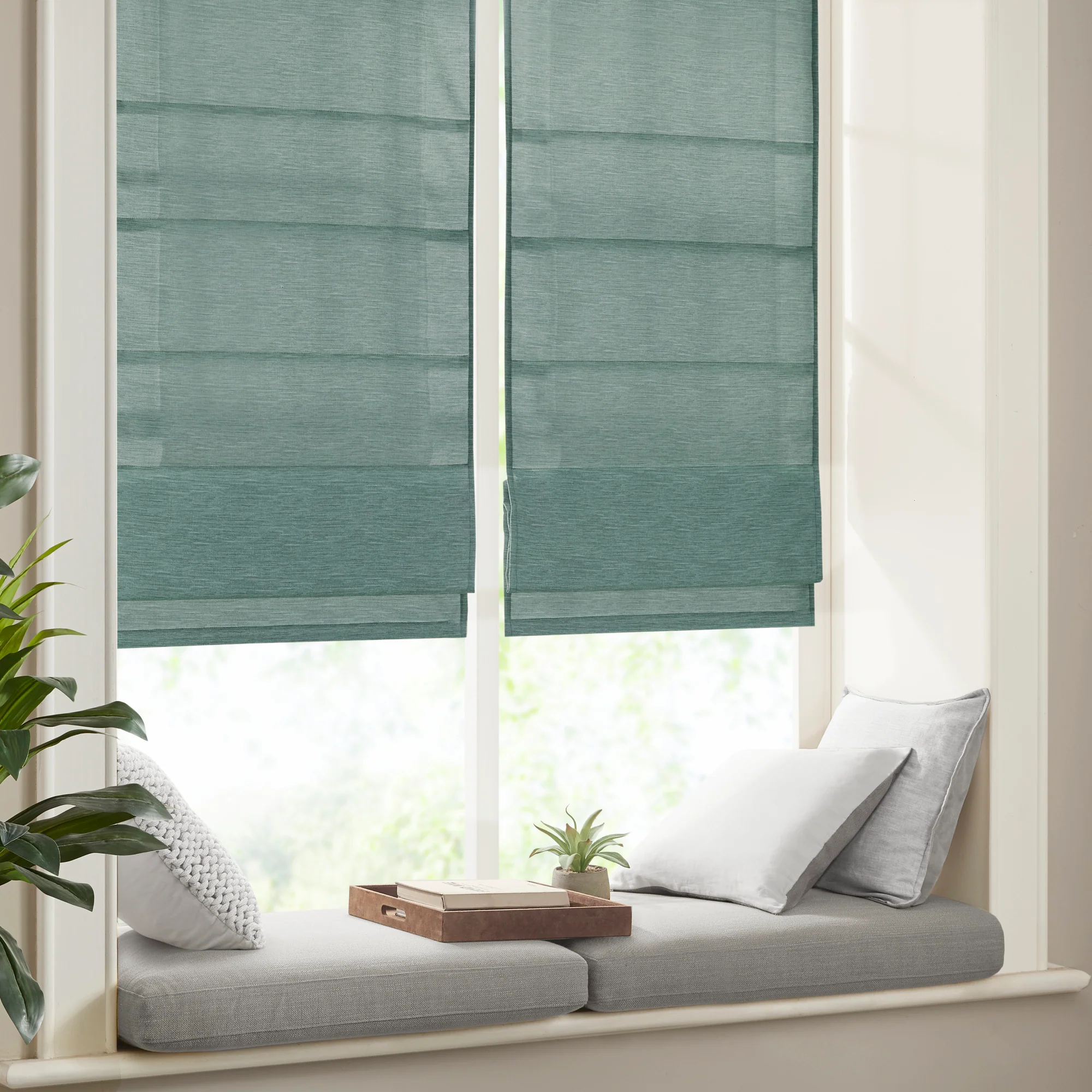 Como Printed Faux Silk Room Darkening Cordless Roman Shade - Image 13