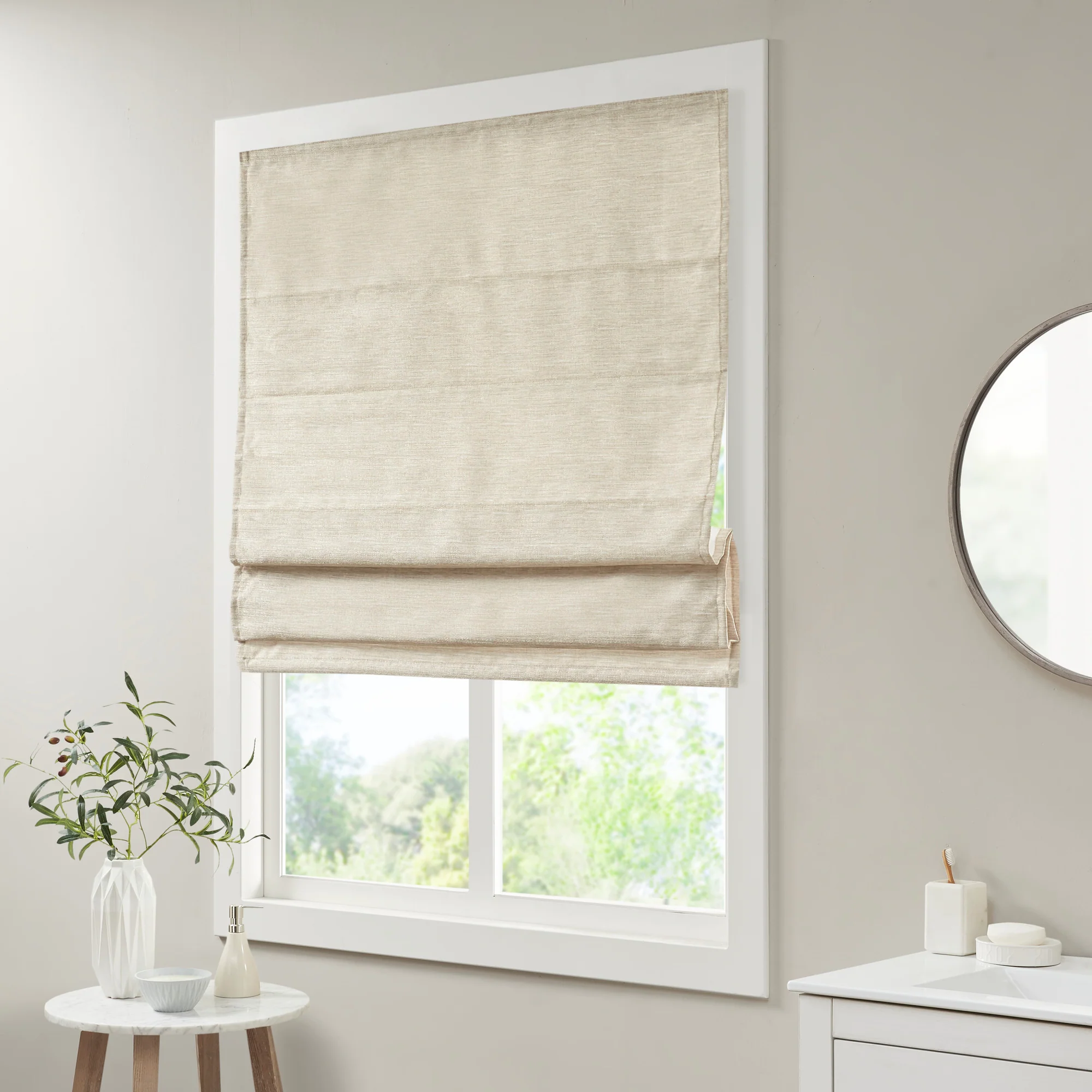 Como Printed Faux Silk Room Darkening Cordless Roman Shade - Image 18