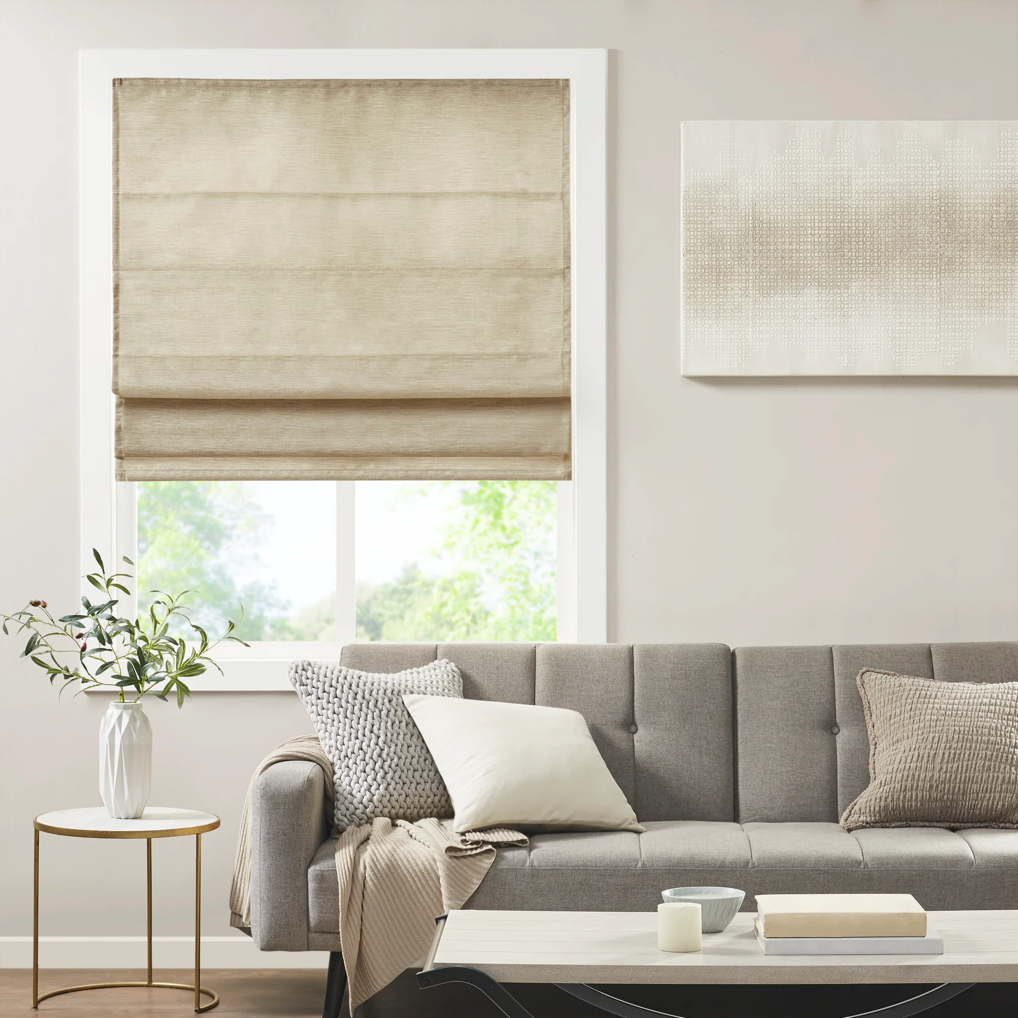 Como Printed Faux Silk Room Darkening Cordless Roman Shade - Image 4
