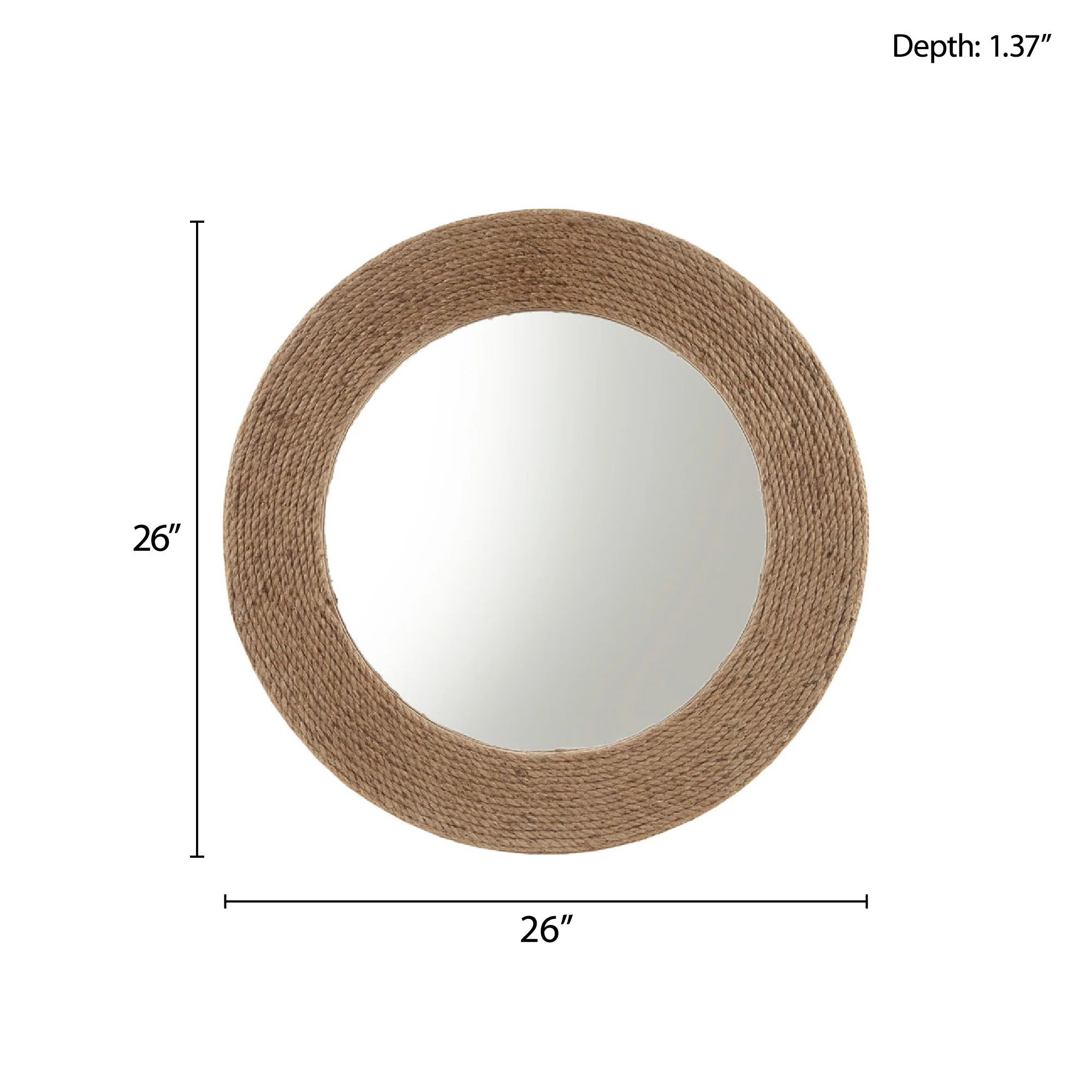 Cove Natural Jute Rope Round Wall Mirror 26" - Image 8