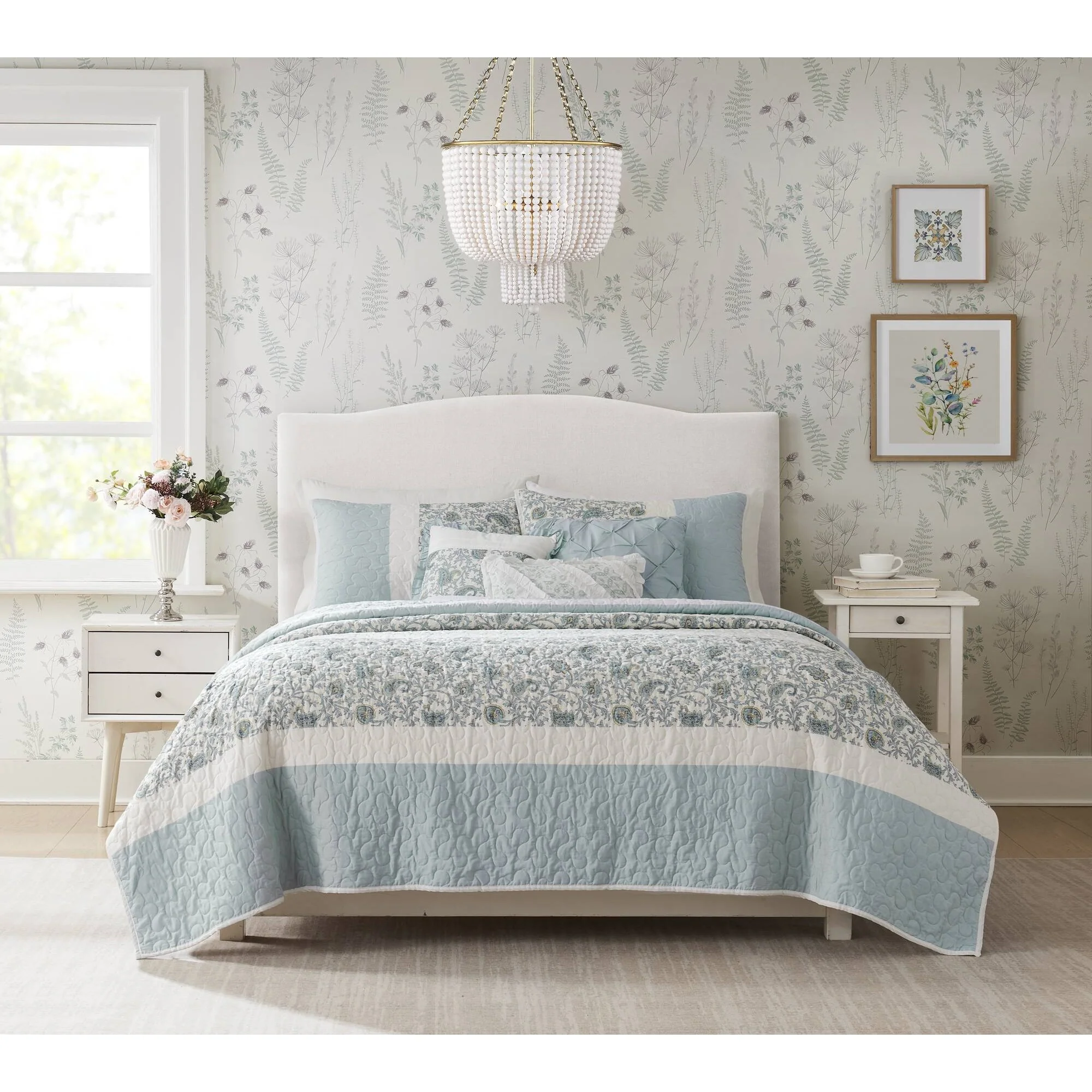 Dawn 6-Piece Cotton Percale Quilt Set with Throw Pillows - Image 3