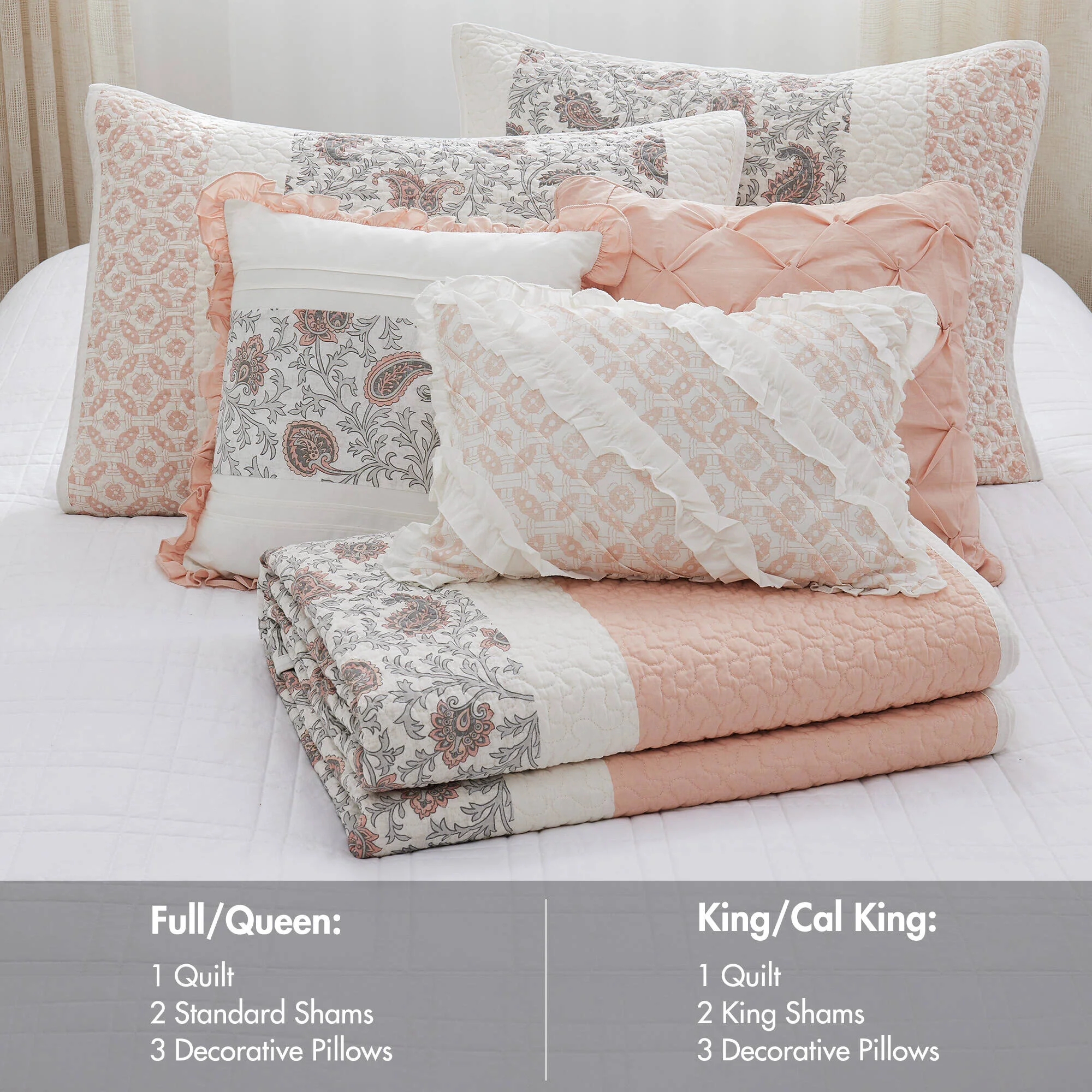 Dawn 6-Piece Cotton Percale Quilt Set with Throw Pillows - Image 32