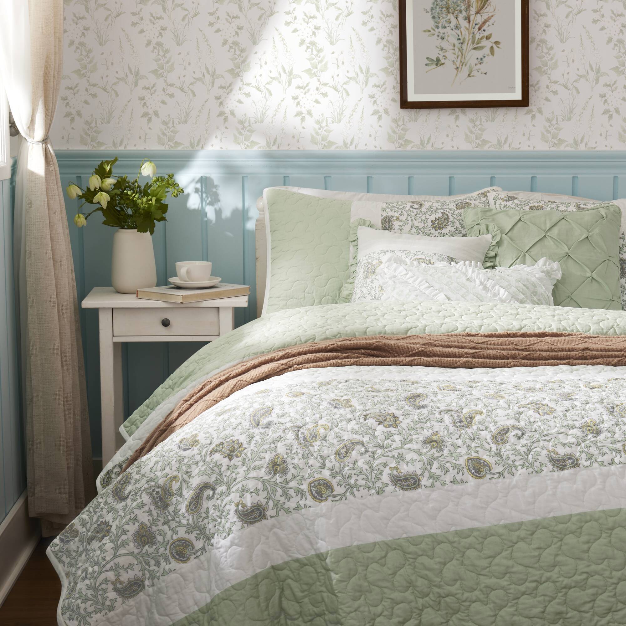 Dawn 6-Piece Cotton Percale Quilt Set with Throw Pillows - Image 59