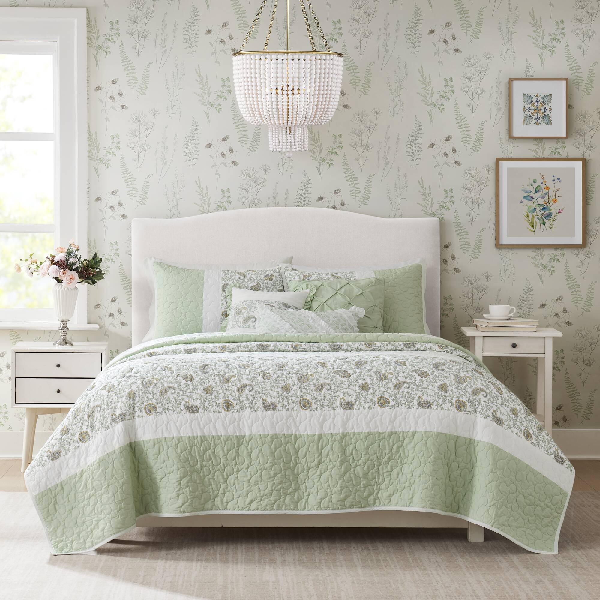 Dawn 6-Piece Cotton Percale Quilt Set with Throw Pillows - Image 6