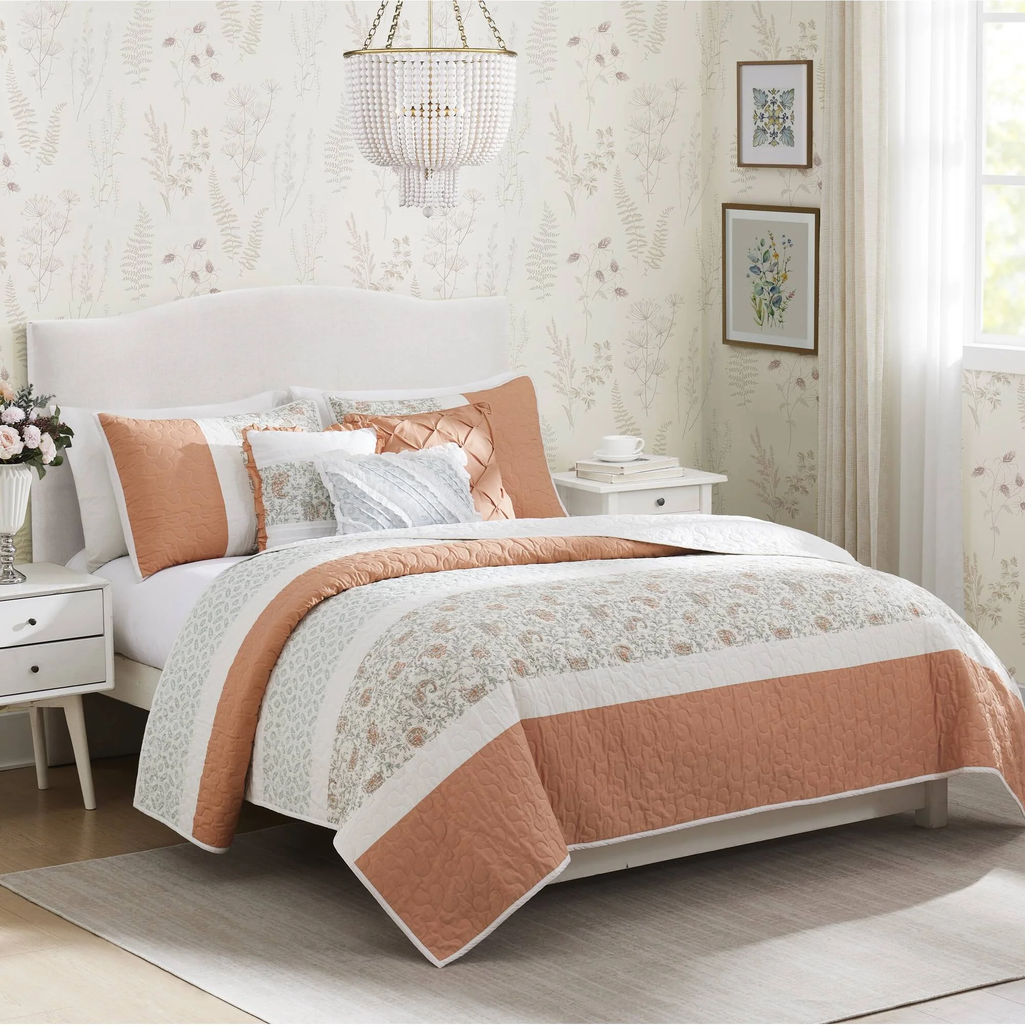 Dawn 6-Piece Cotton Percale Quilt Set with Throw Pillows - Image 65