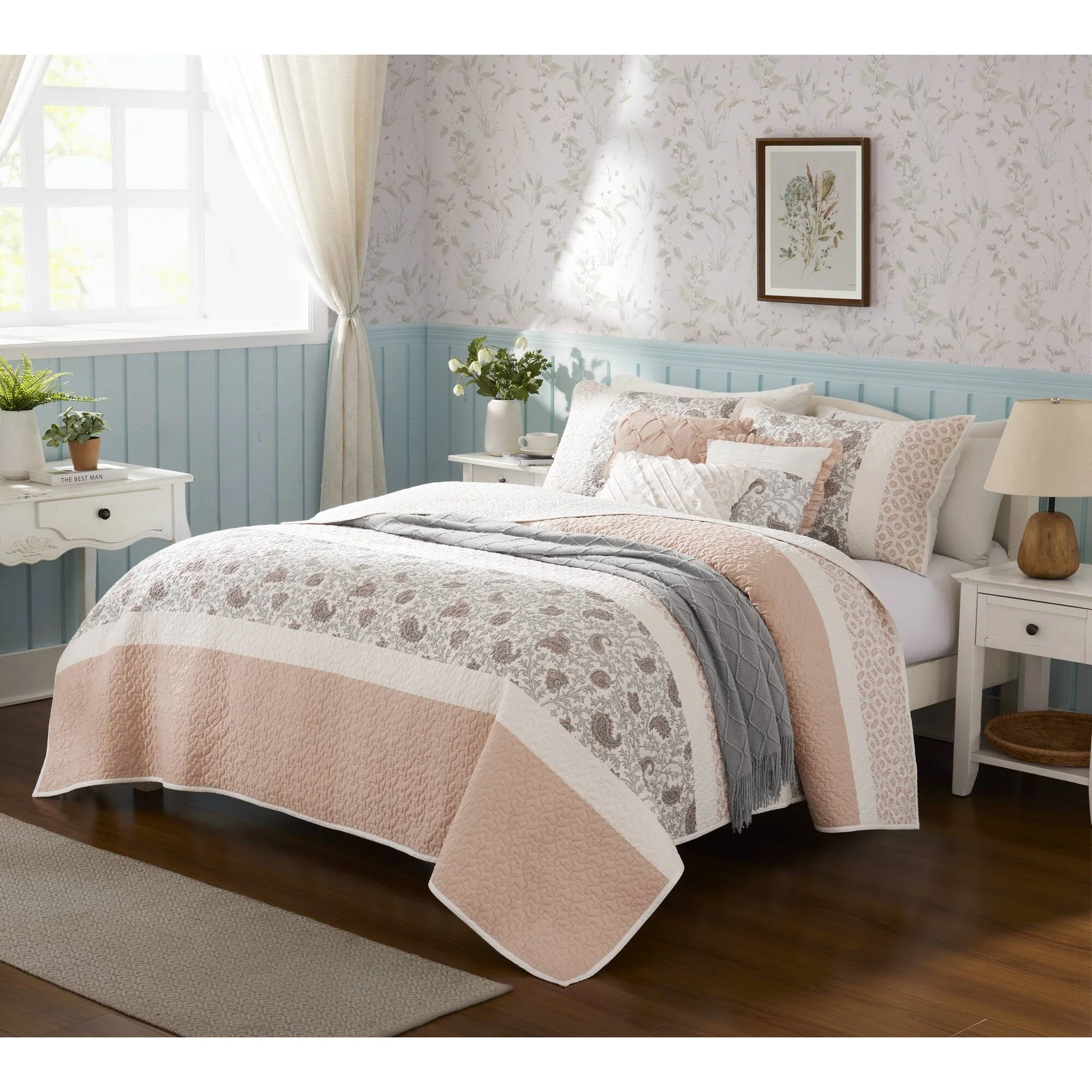 Dawn 6-Piece Cotton Percale Quilt Set with Throw Pillows - Image 8