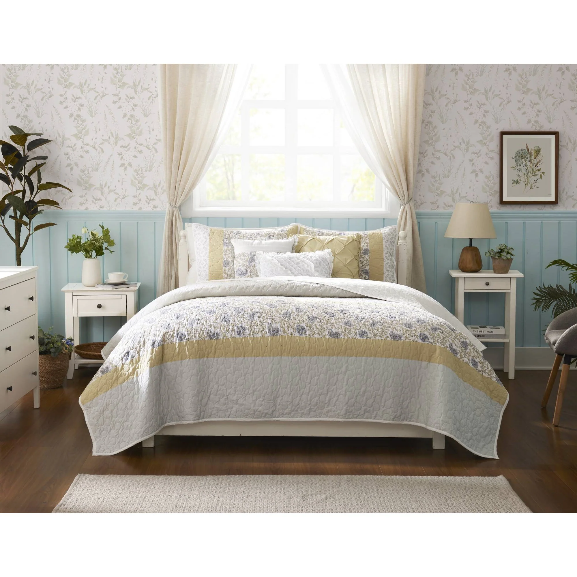 Dawn 6-Piece Cotton Percale Quilt Set with Throw Pillows - Image 87