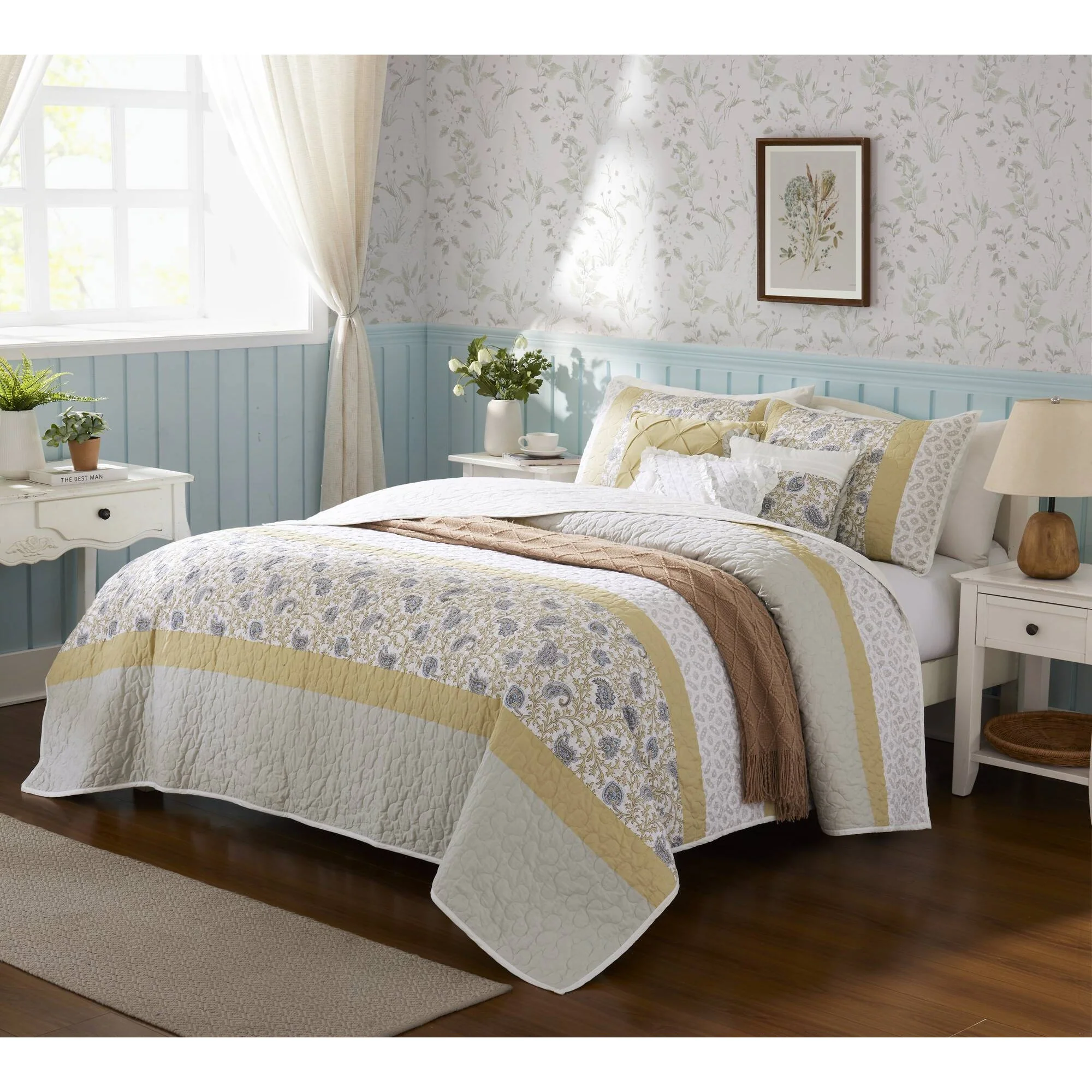Dawn 6-Piece Cotton Percale Quilt Set with Throw Pillows - Image 9