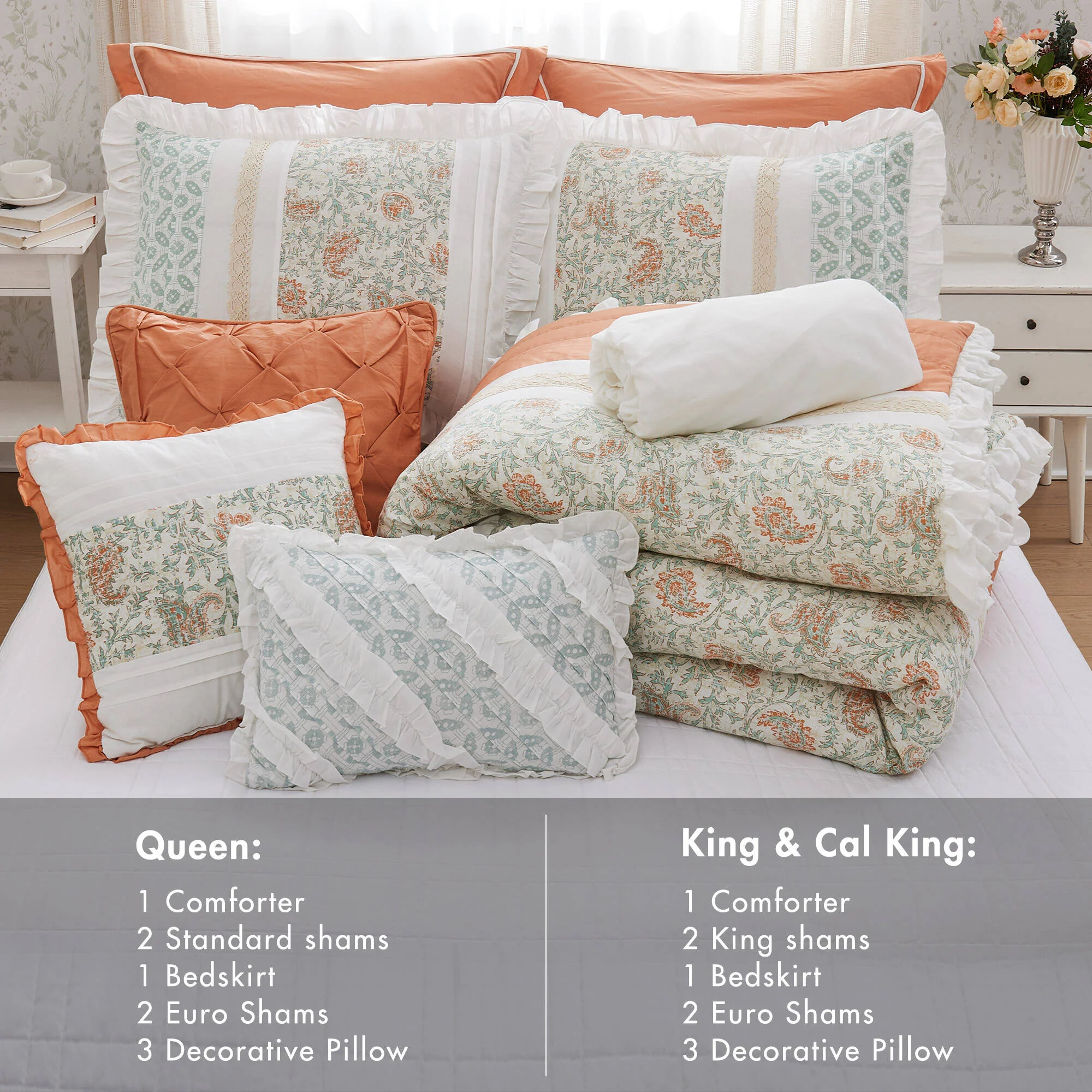 Dawn 9-Piece Cotton Percale Comforter Set - Image 29