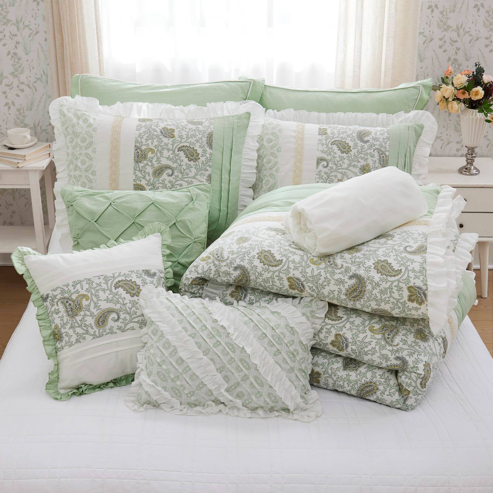 Dawn 9-Piece Cotton Percale Comforter Set - Image 63
