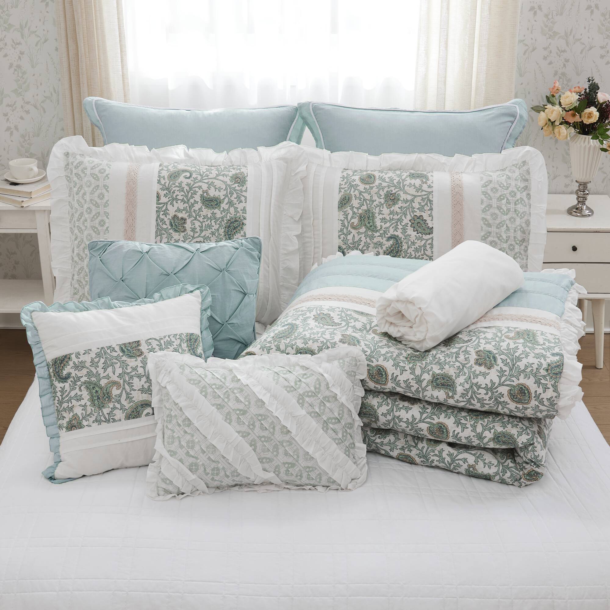 Dawn 9-Piece Cotton Percale Comforter Set - Image 78