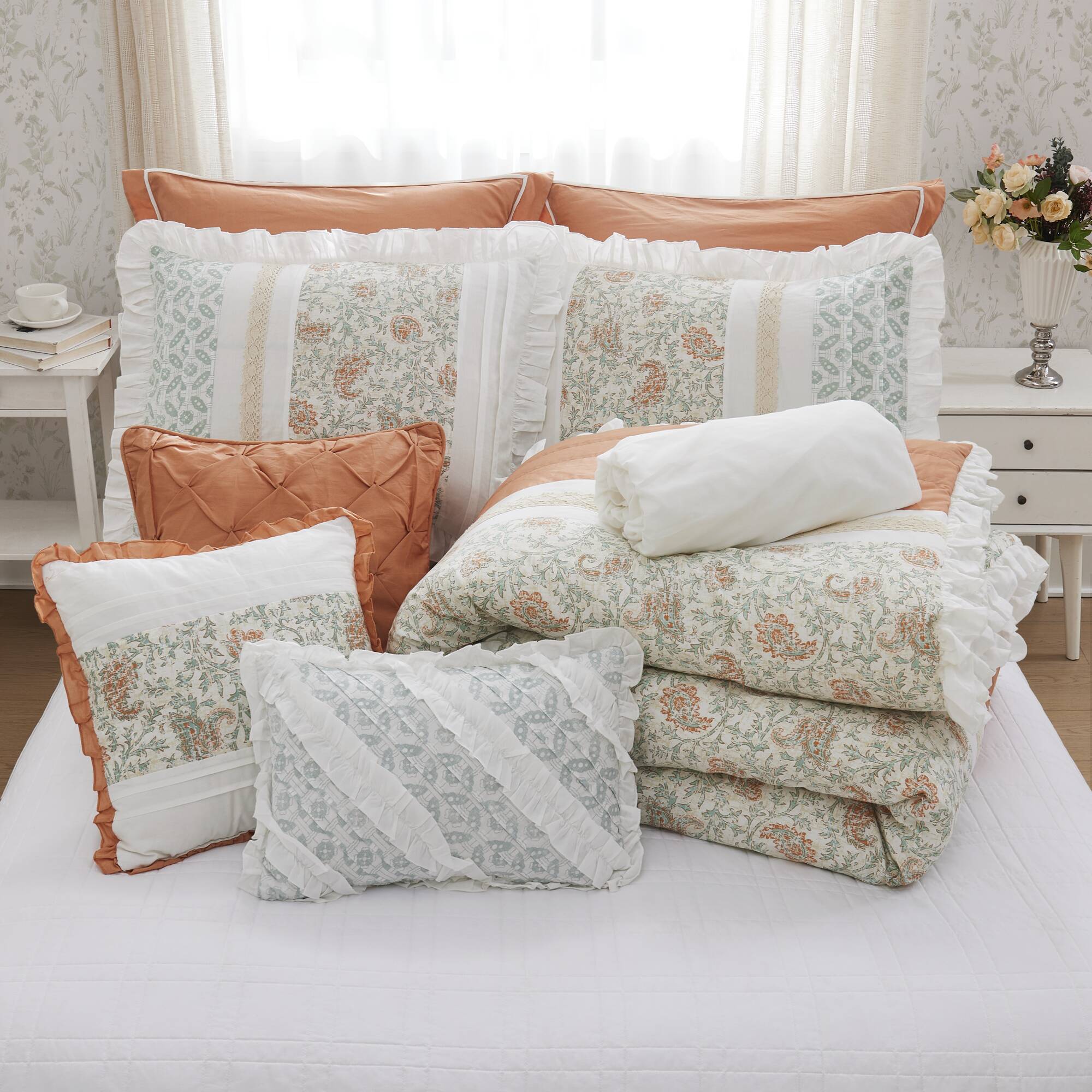 Dawn 9-Piece Cotton Percale Comforter Set - Image 83