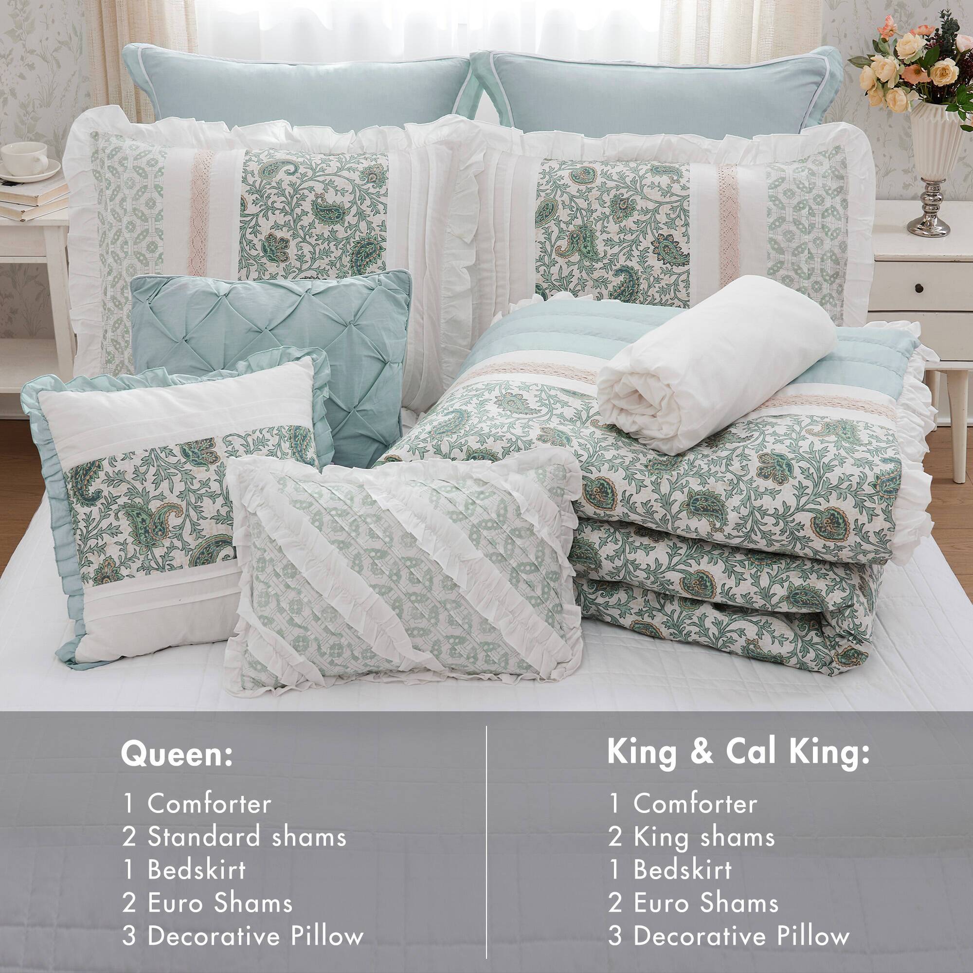 Dawn 9-Piece Cotton Percale Comforter Set - Image 89