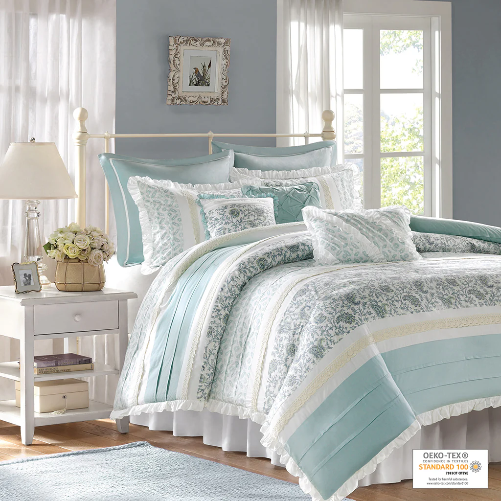 Dawn 9-Piece Cotton Percale Duvet Cover Set