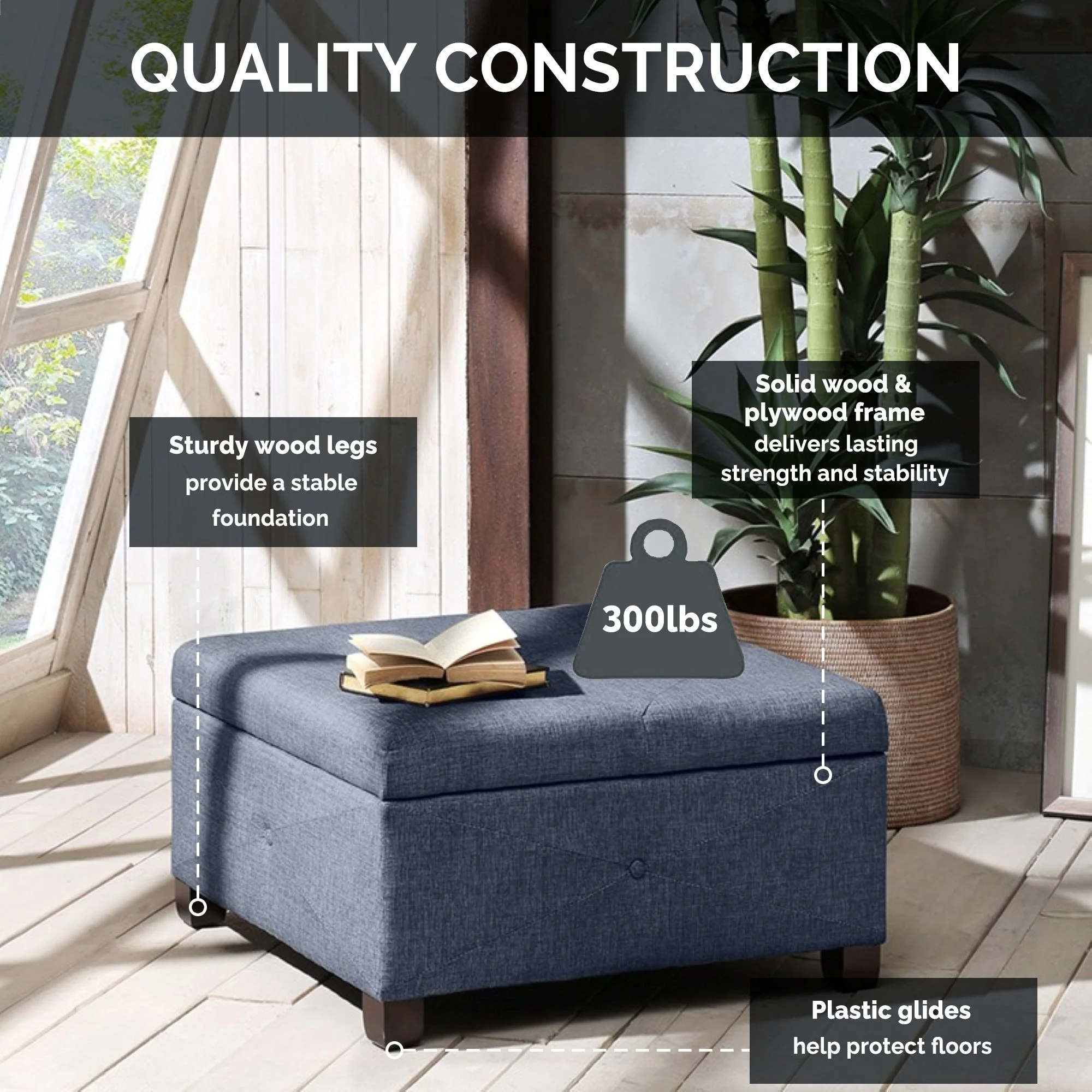 Della Upholstered Soft Close Ottoman - Image 10