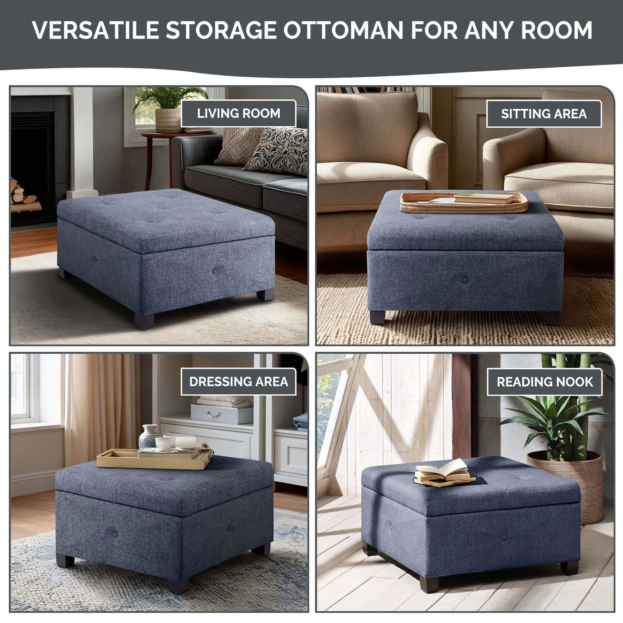 Della Upholstered Soft Close Ottoman - Image 11