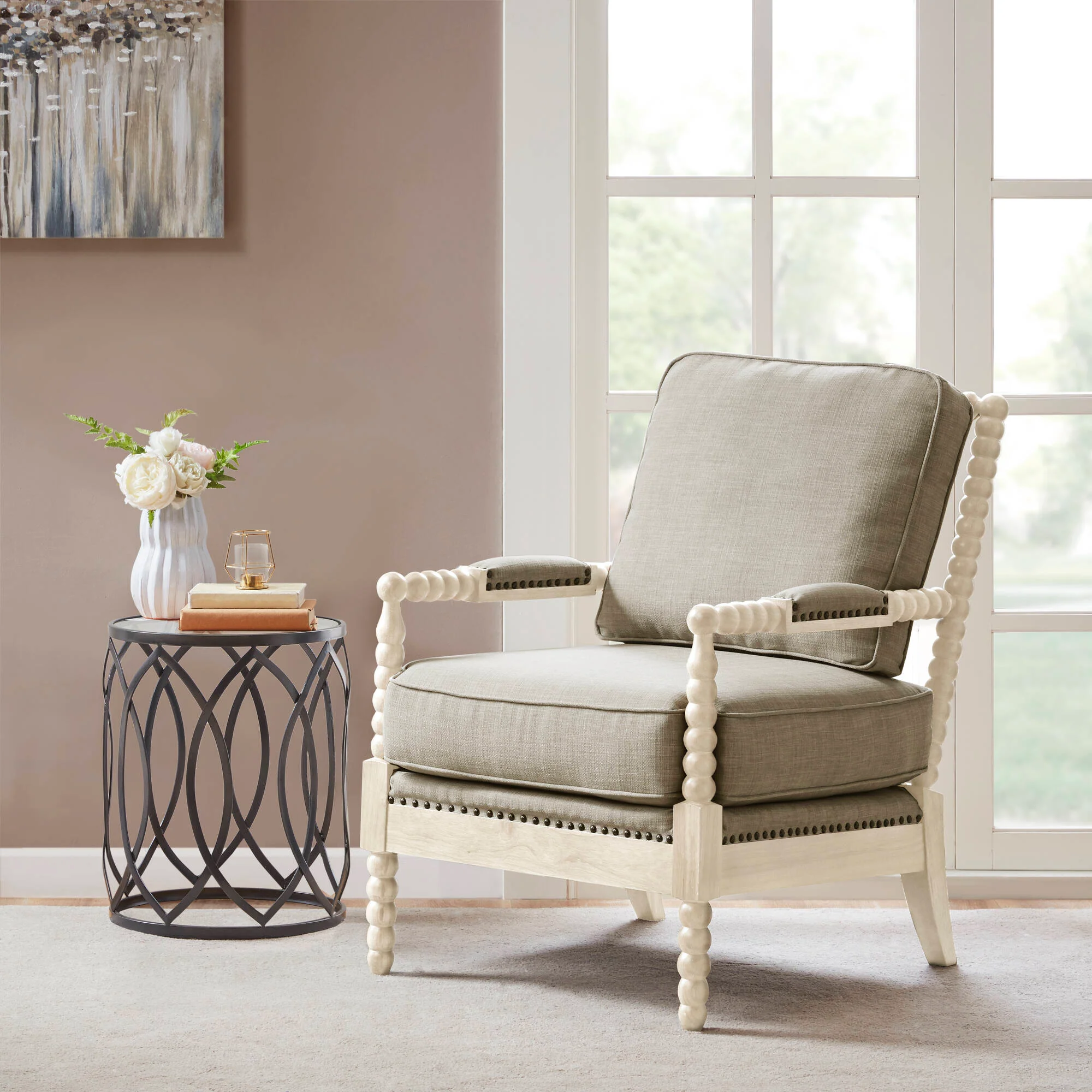 Donohue Turned Wood Frame Armchair - Image 4