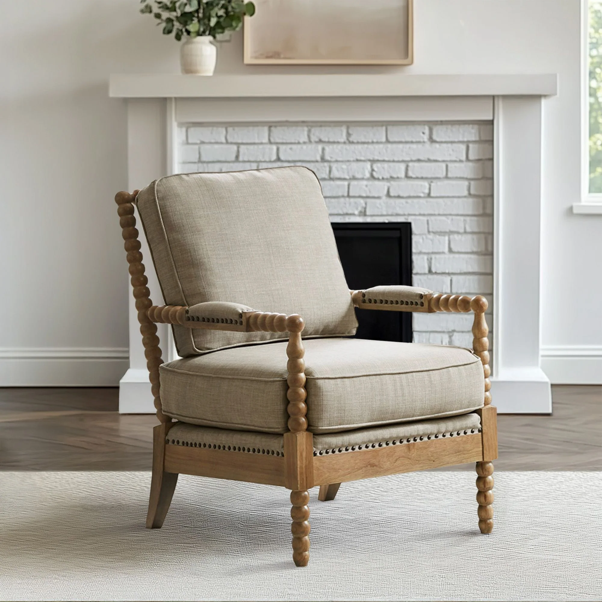 Donohue Turned Wood Frame Armchair - Image 7