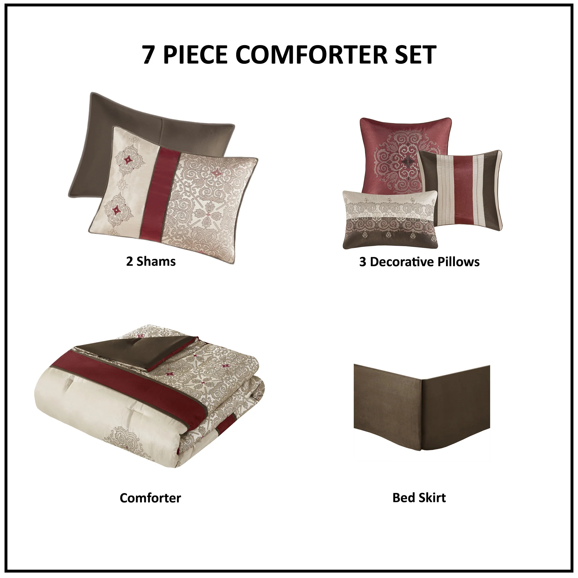 Donovan 7-Piece Jacquard Comforter Set with Throw Pillows - Image 51