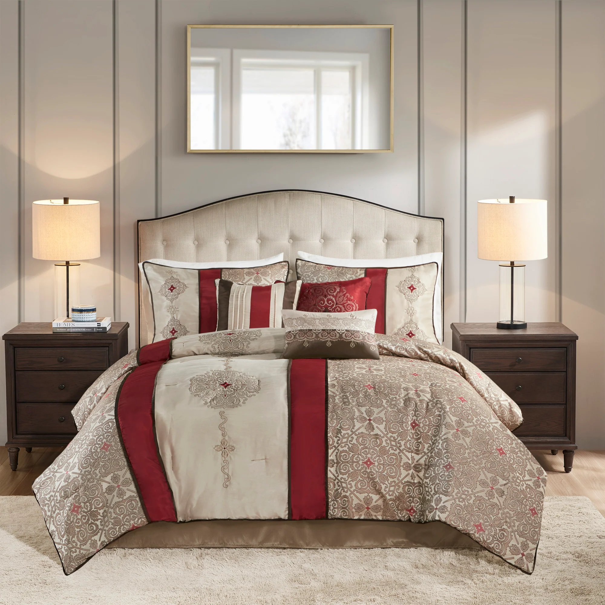 Donovan 7-Piece Jacquard Comforter Set with Throw Pillows - Image 6