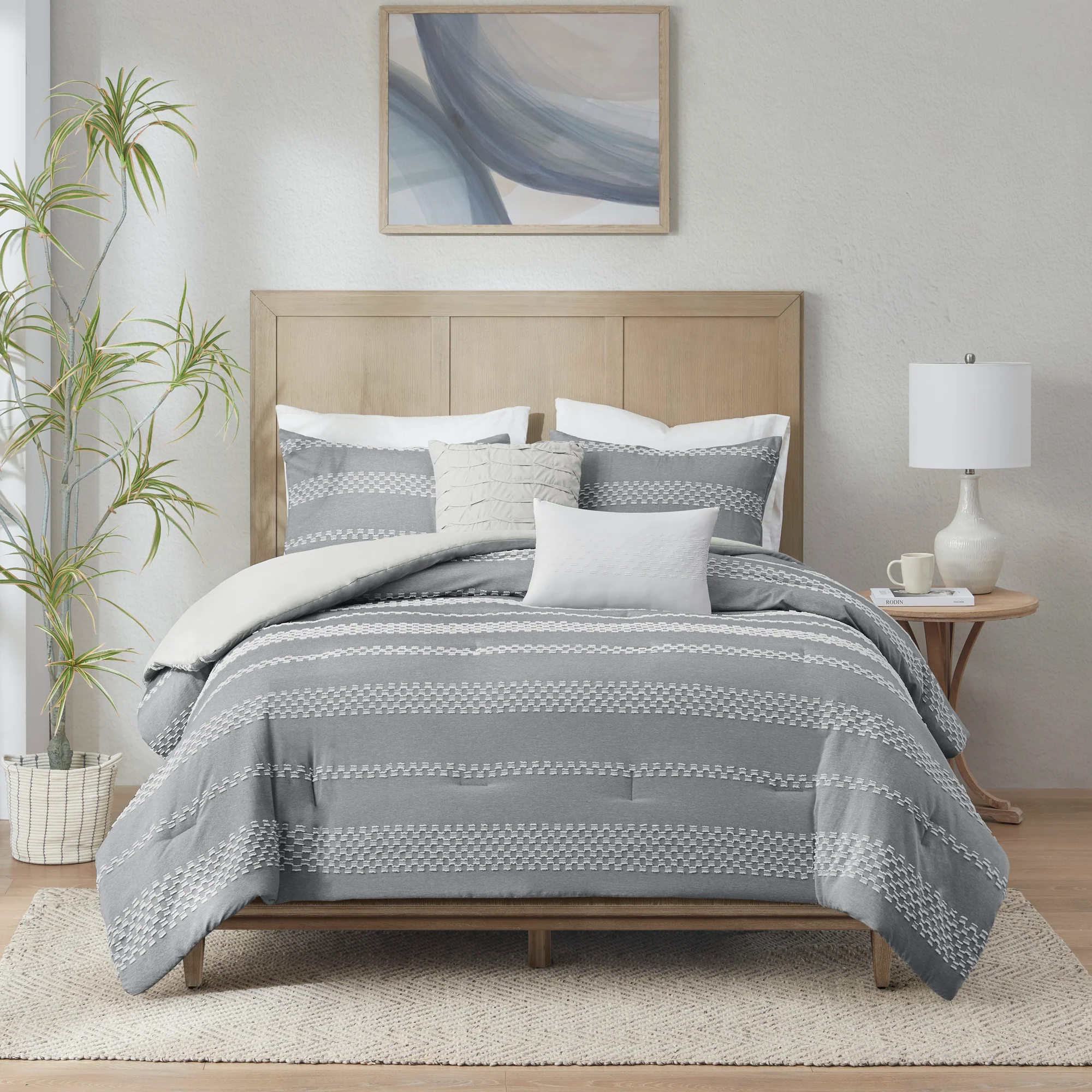 Drew 5-Piece Clipped Jacquard Comforter Set with Throw Pillows - Image 2