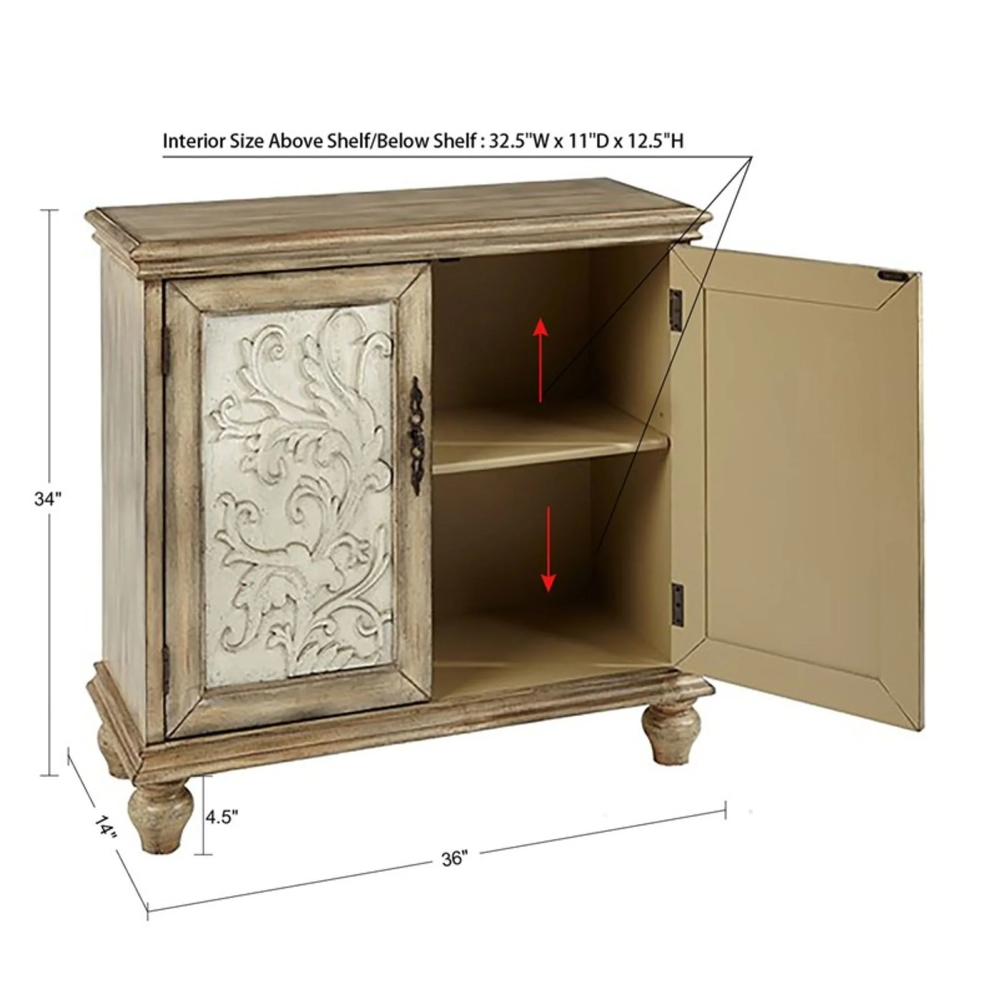 Driscoll 2-door carved wood storage cabinet - Image 19