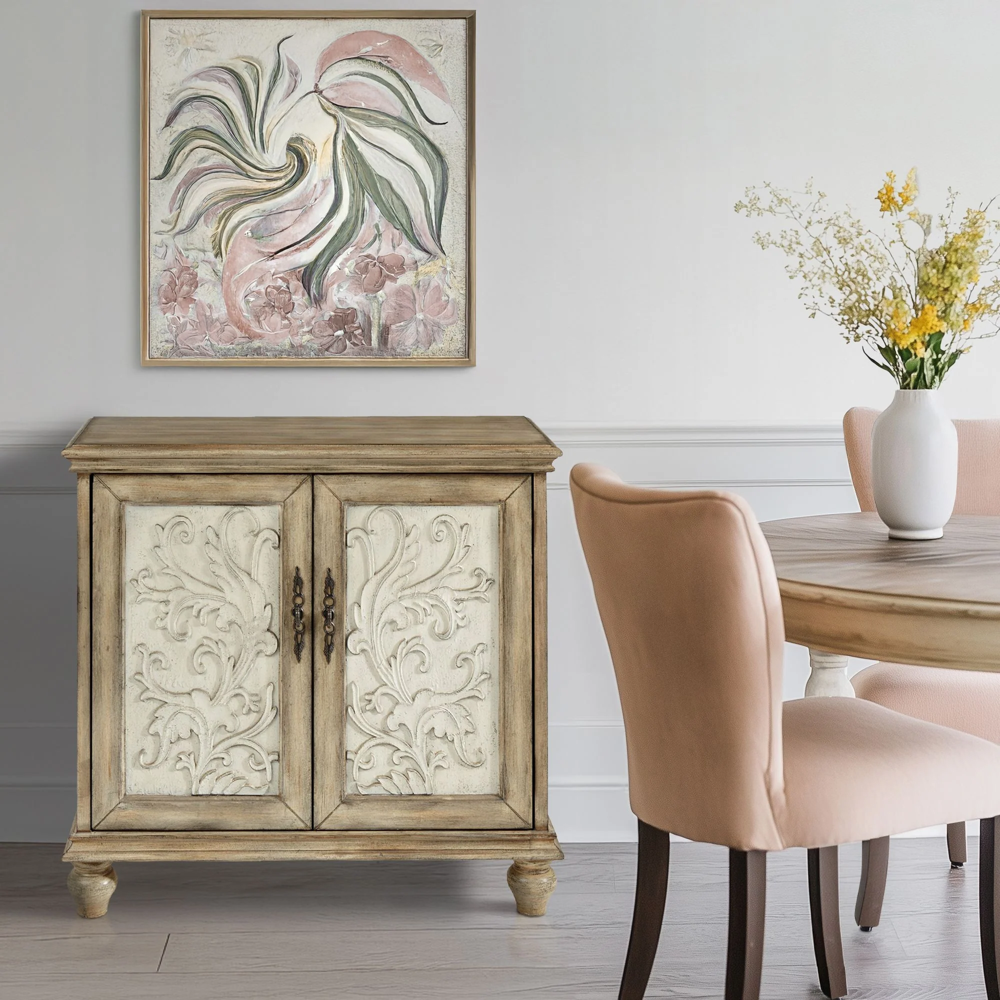 Driscoll 2-door carved wood storage cabinet - Image 7