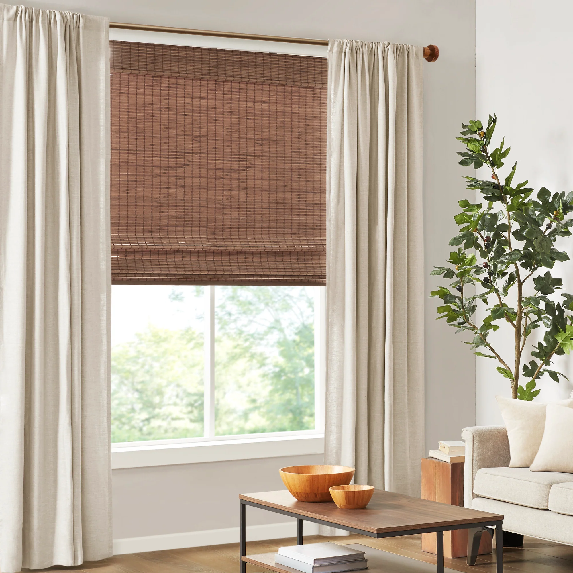 Eastfield Bamboo Light Filtering Roman Shade 64"L - Image 21