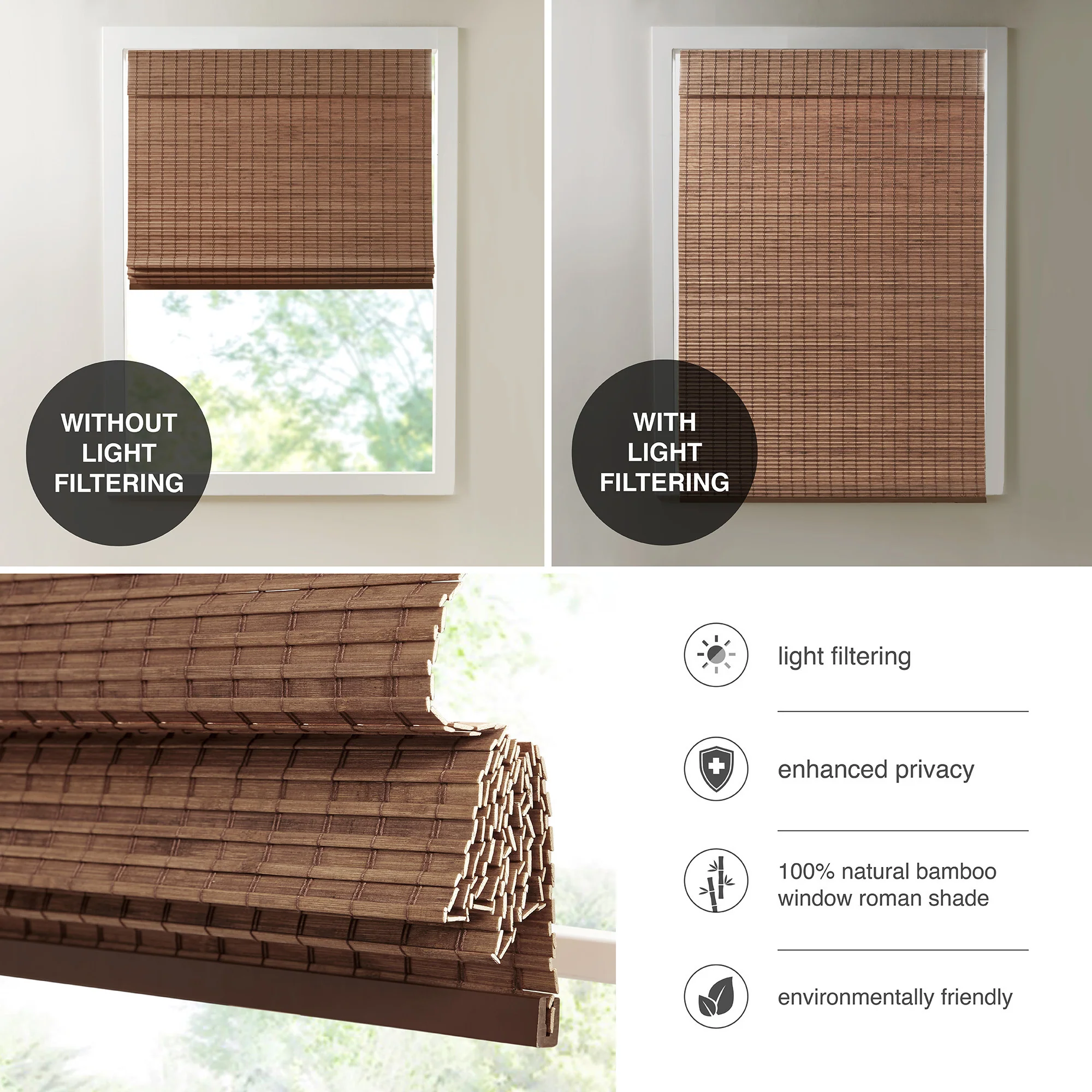 Eastfield Bamboo Light Filtering Roman Shade 64"L - Image 35