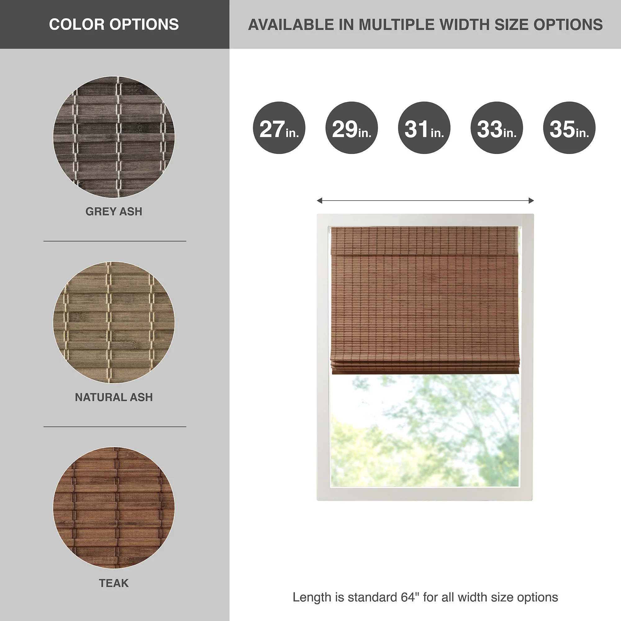 Eastfield Bamboo Light Filtering Roman Shade 64"L - Image 36