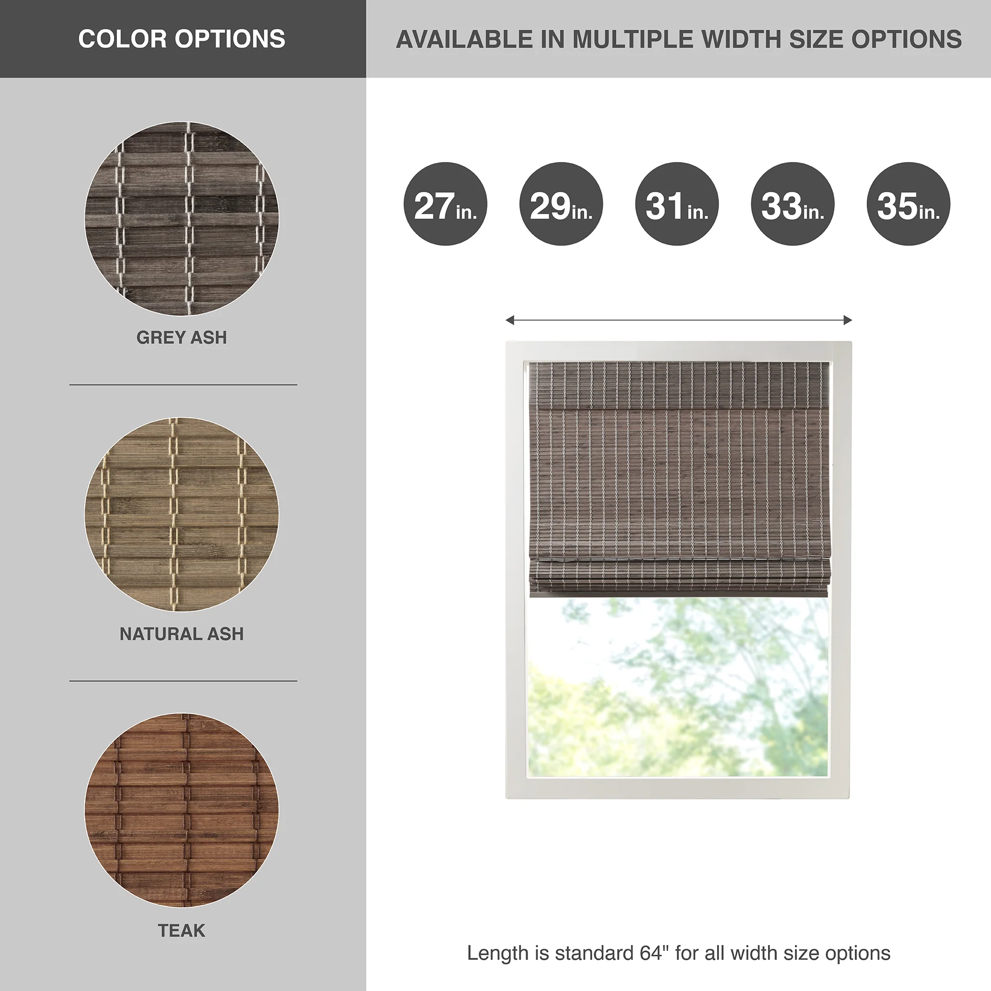 Eastfield Bamboo Light Filtering Roman Shade 64"L - Image 55