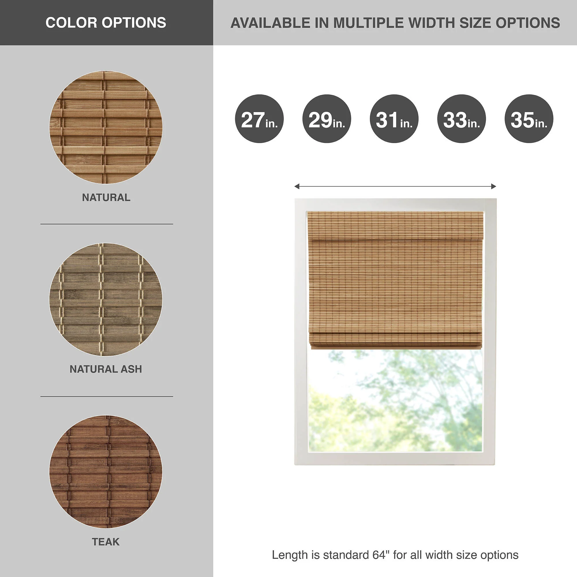 Eastfield Bamboo Light Filtering Roman Shade 64"L - Image 73