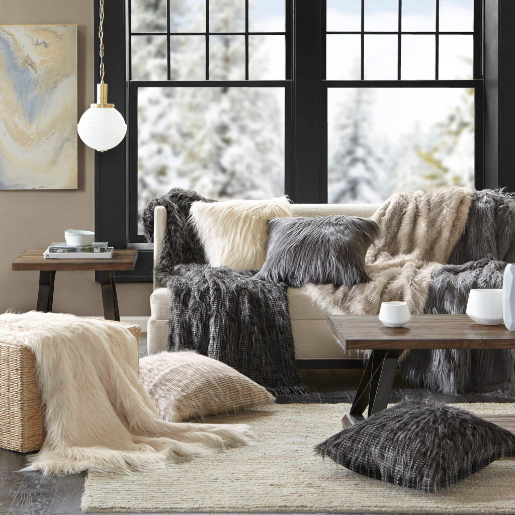 Edina Faux Fur Square Pillow - Image 3