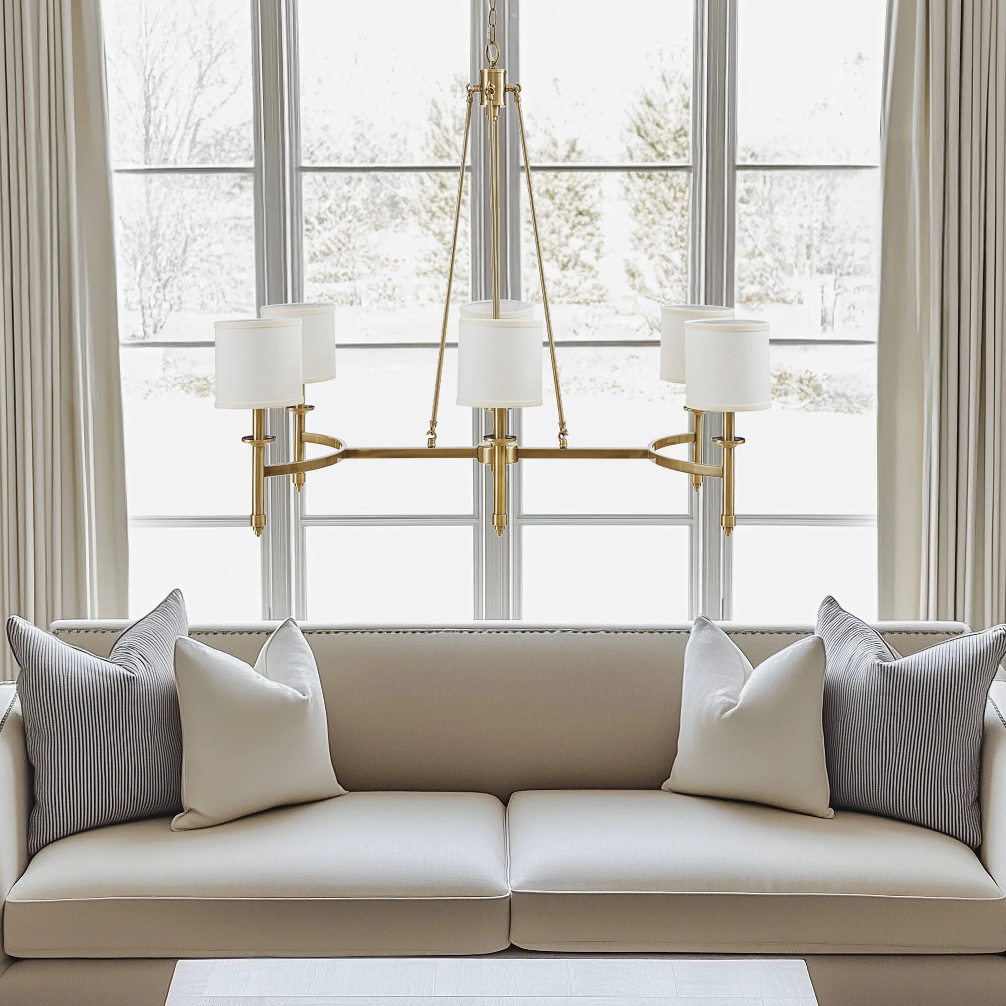 Elegenza 6-light Chandelier with Fabric Drum Shades - Image 4