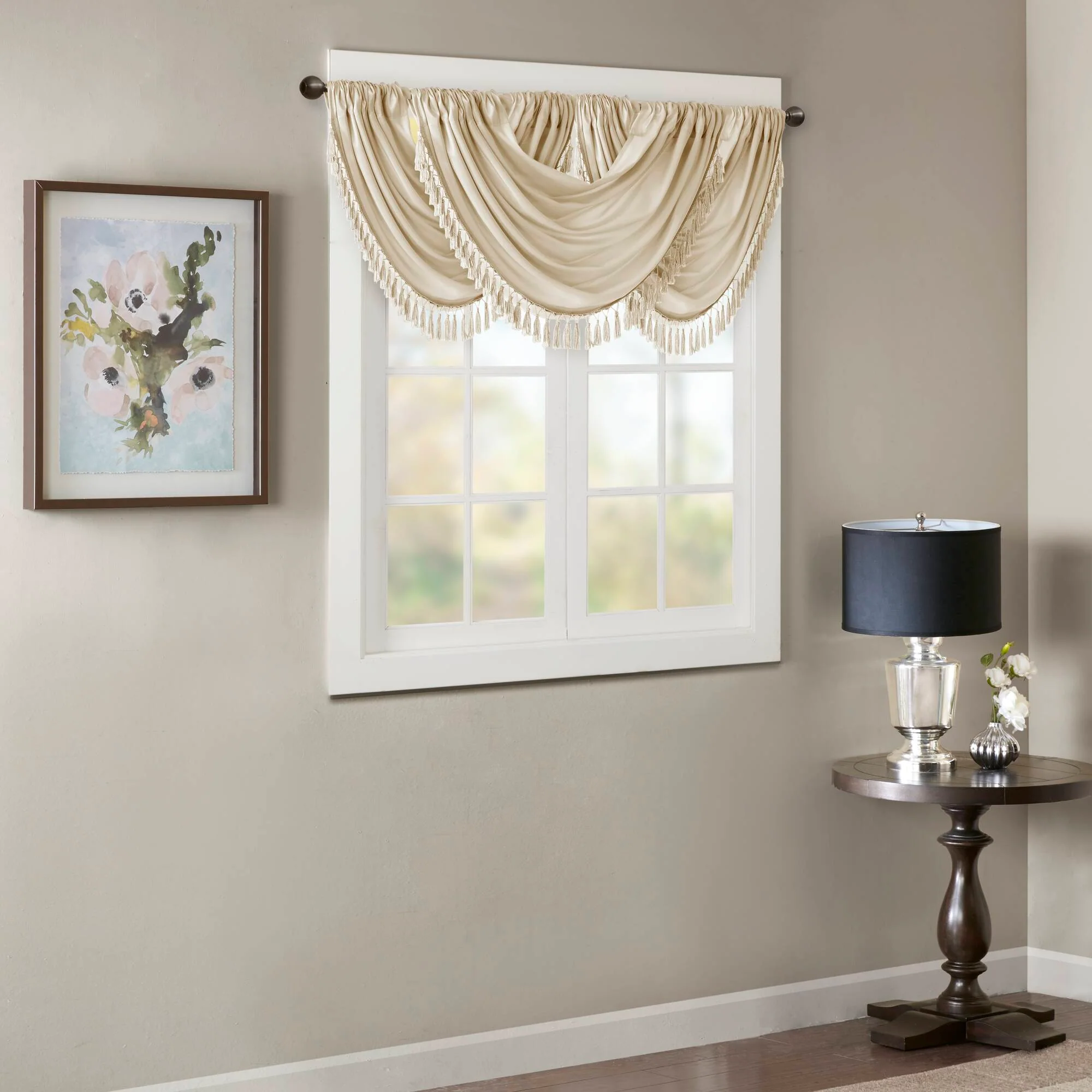 Elena Faux Silk Waterfall Embellished Valance - Image 20